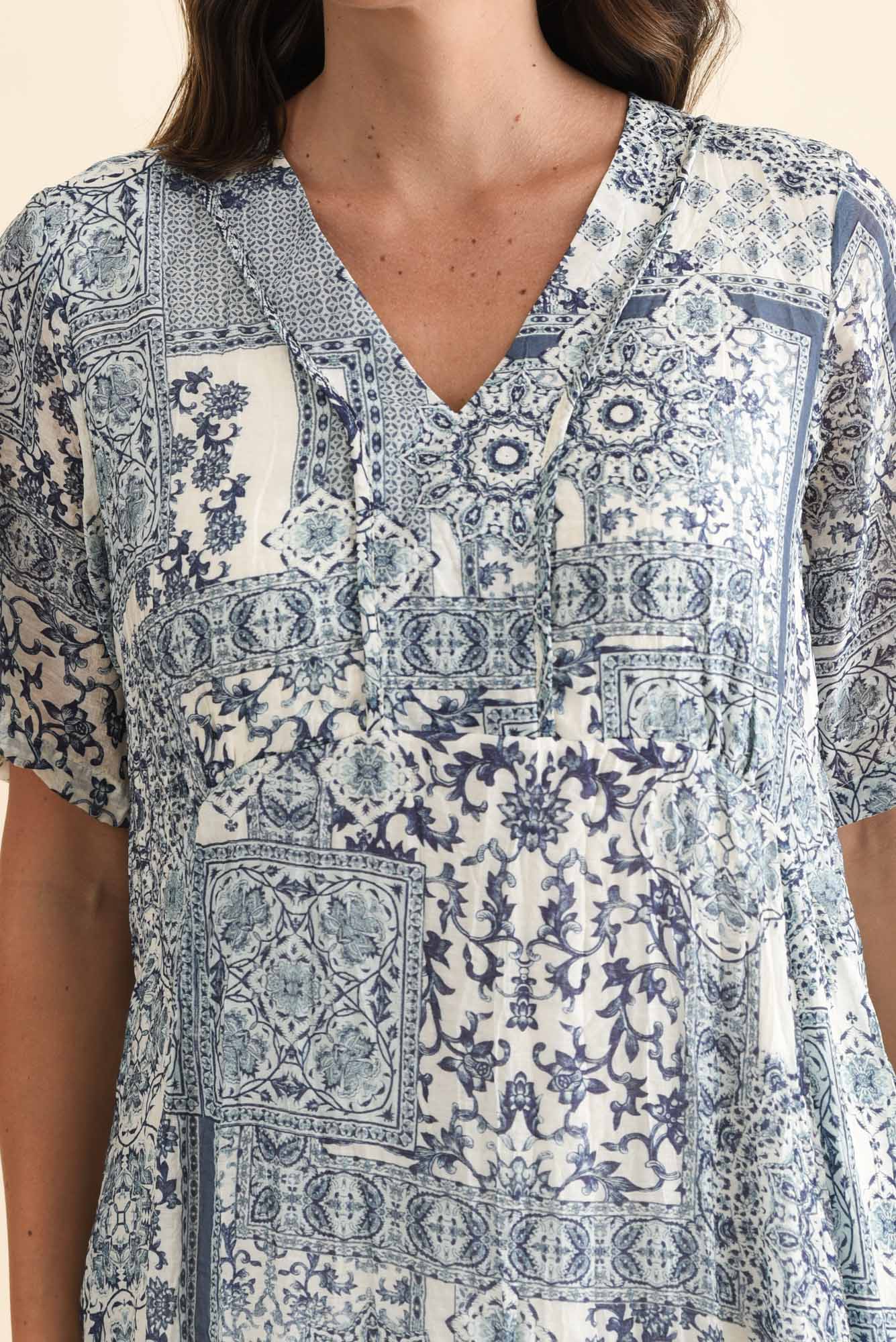 Meka Navy Mosaic Pocket Dress