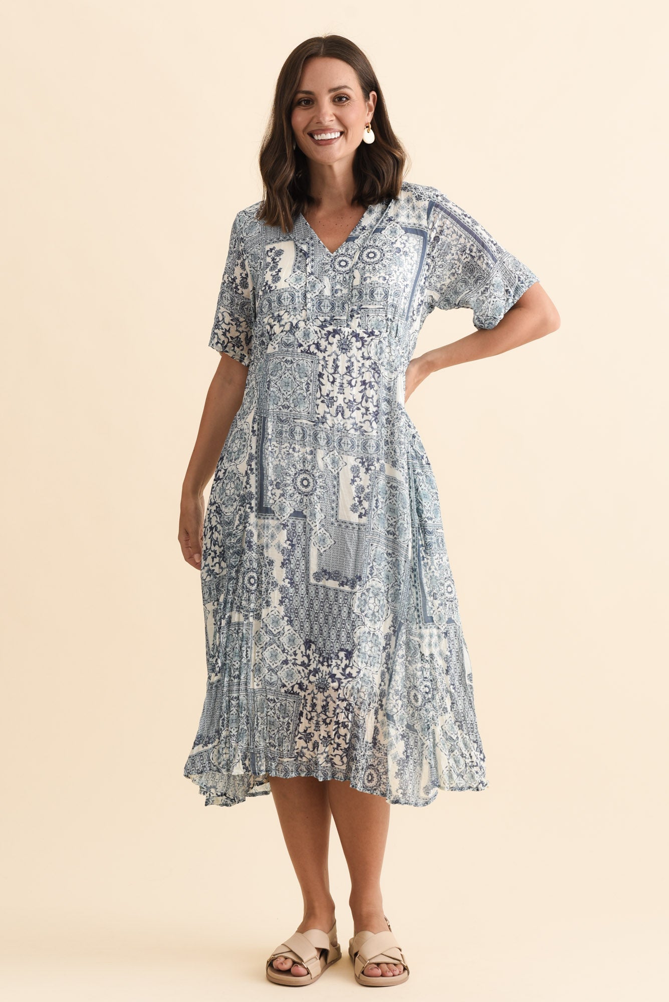 Meka Navy Mosaic Pocket Dress