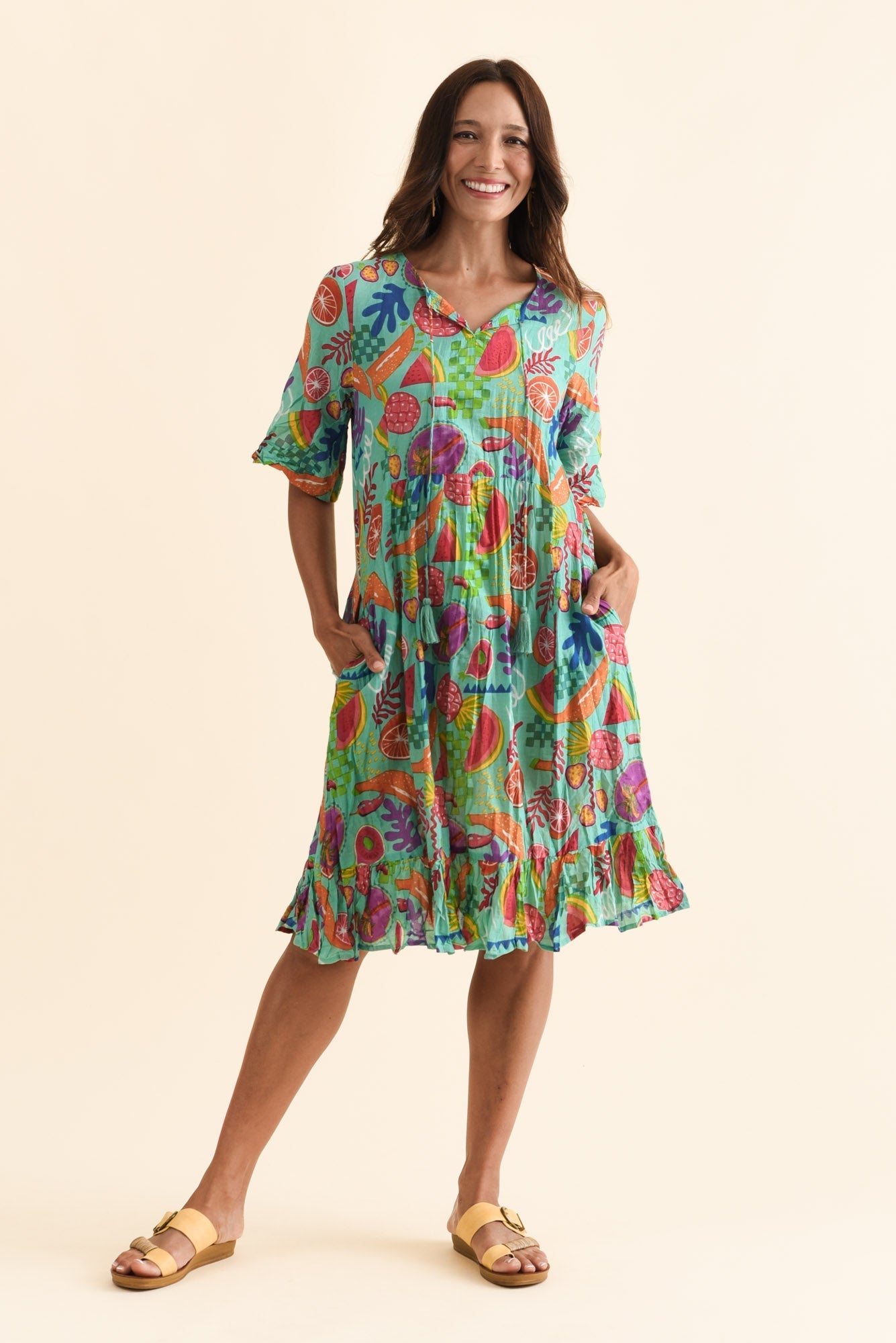 Mila Blue Garden Crinkle Cotton Dress