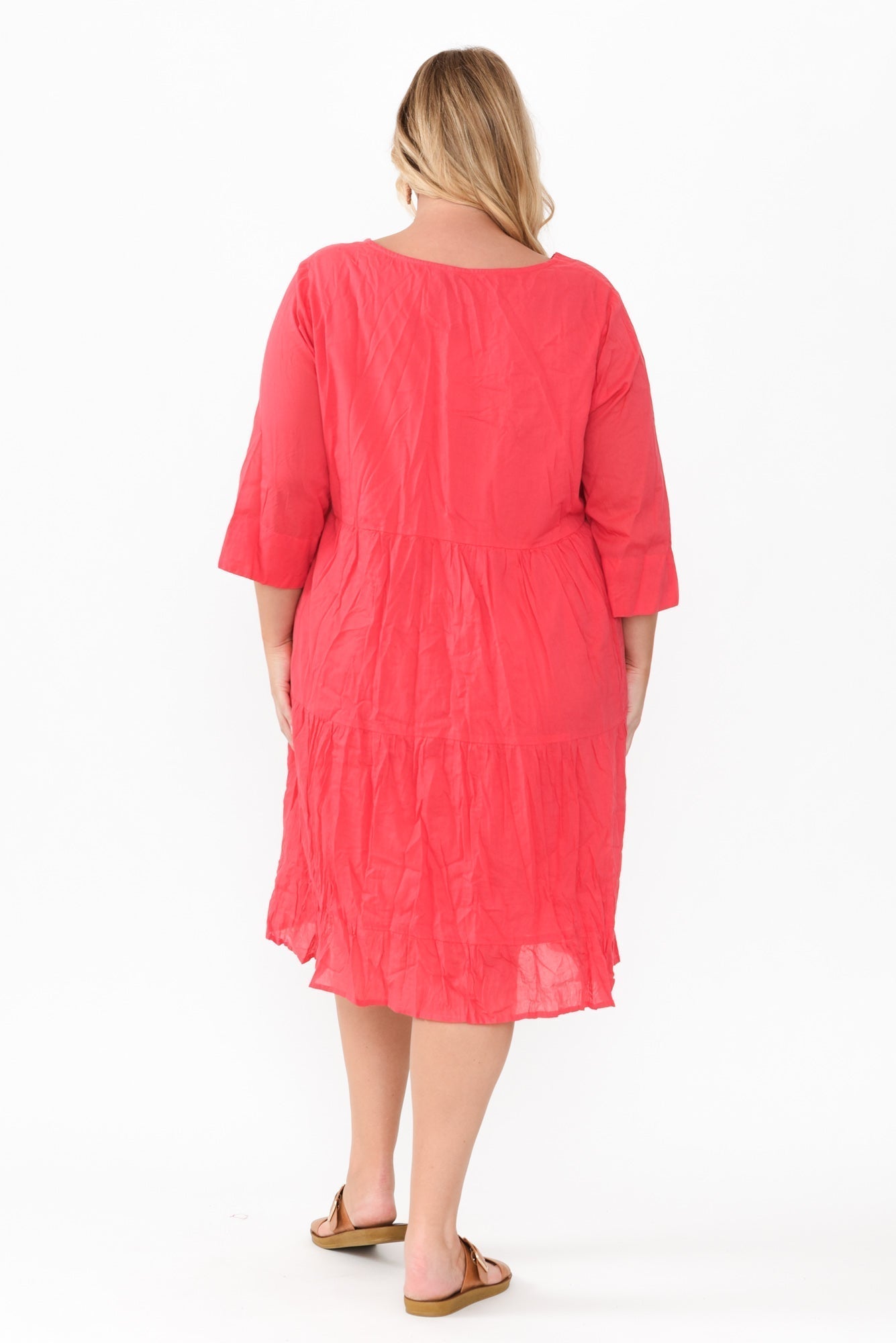 Milana Cherry Crinkle Cotton Dress Styled View 2