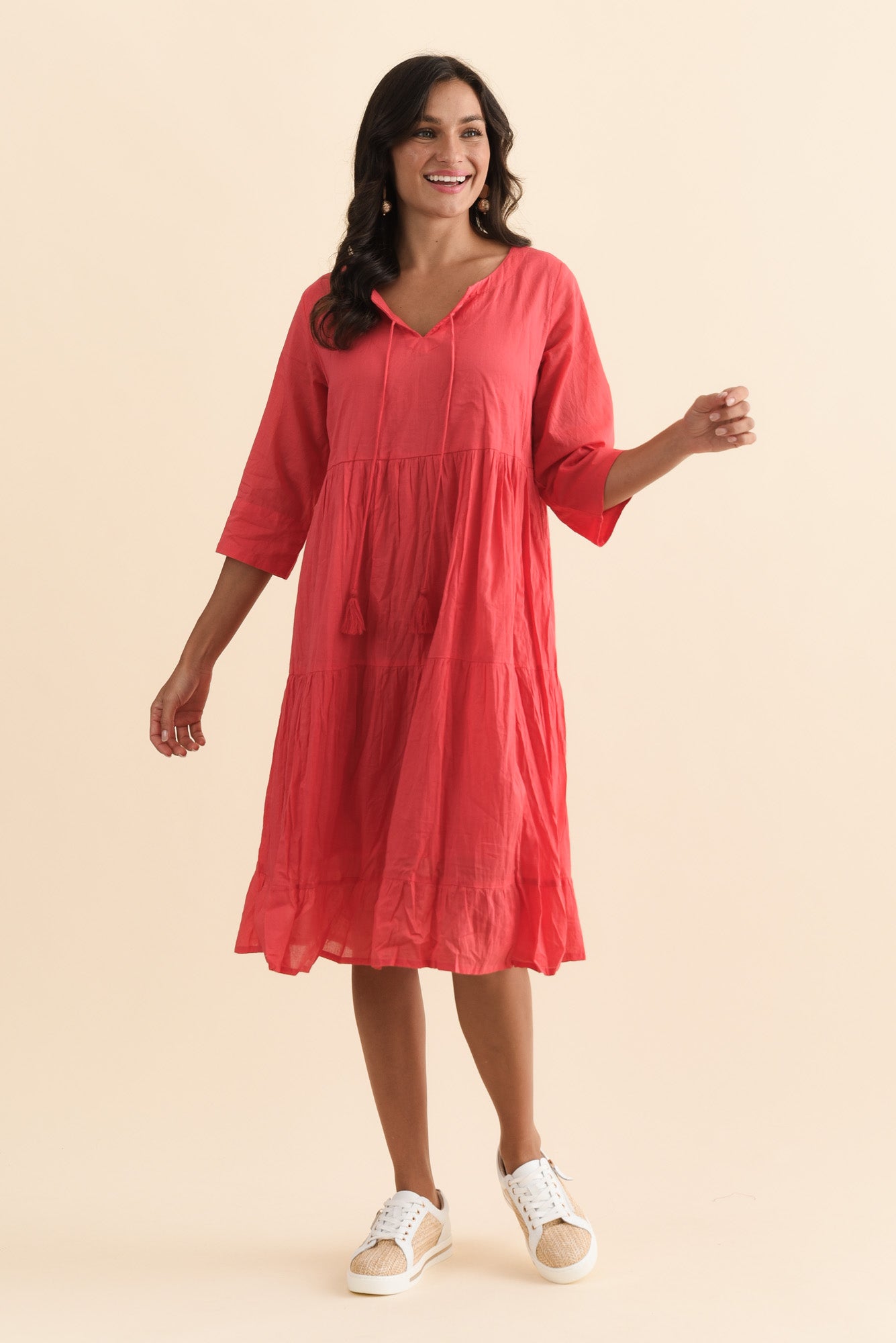 Milana Cherry Crinkle Cotton Dress