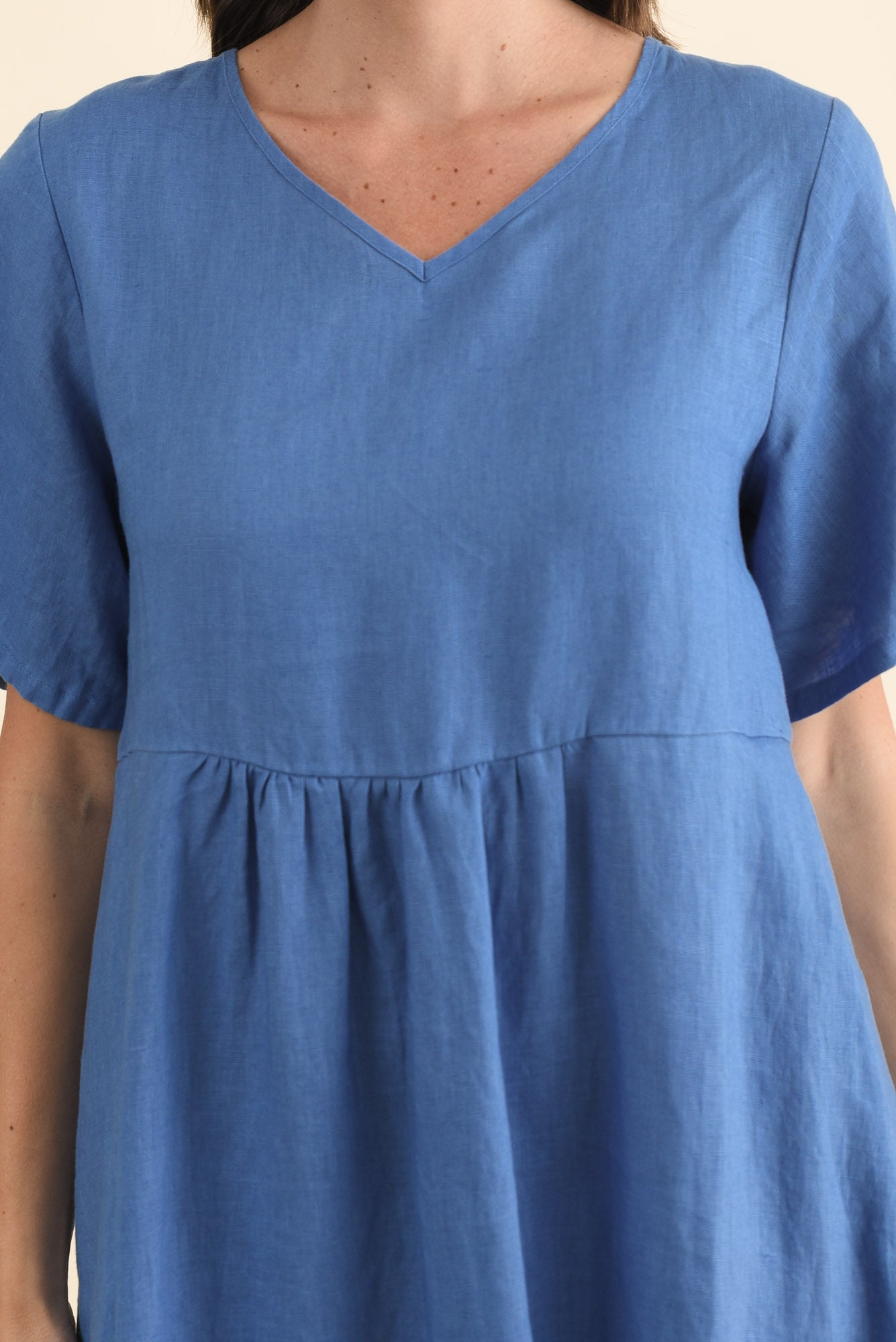 Miller Blue Linen Tiered Dress