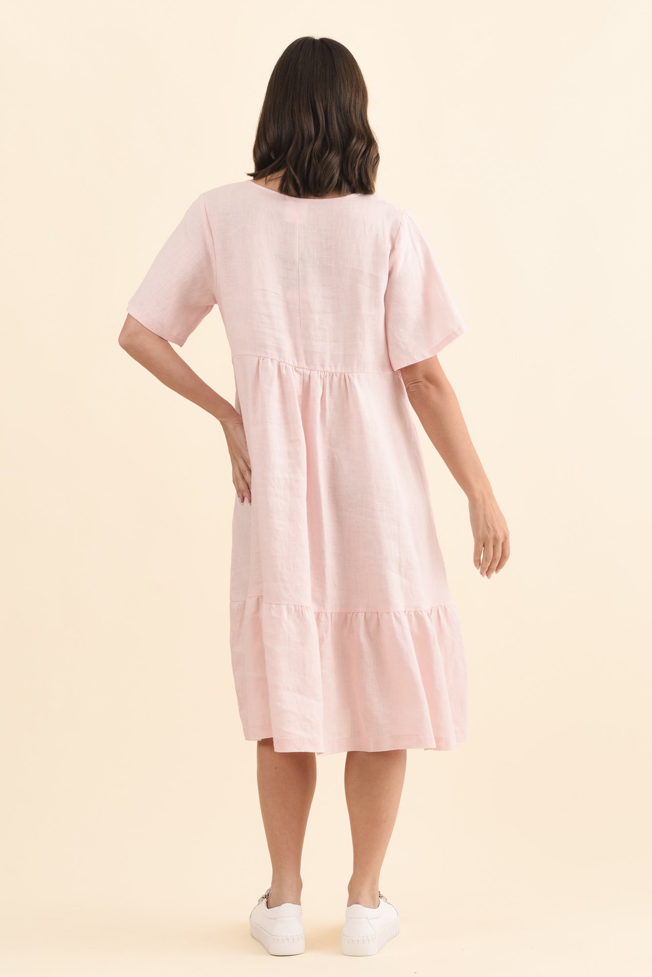 Miller Blush Linen Tiered Dress