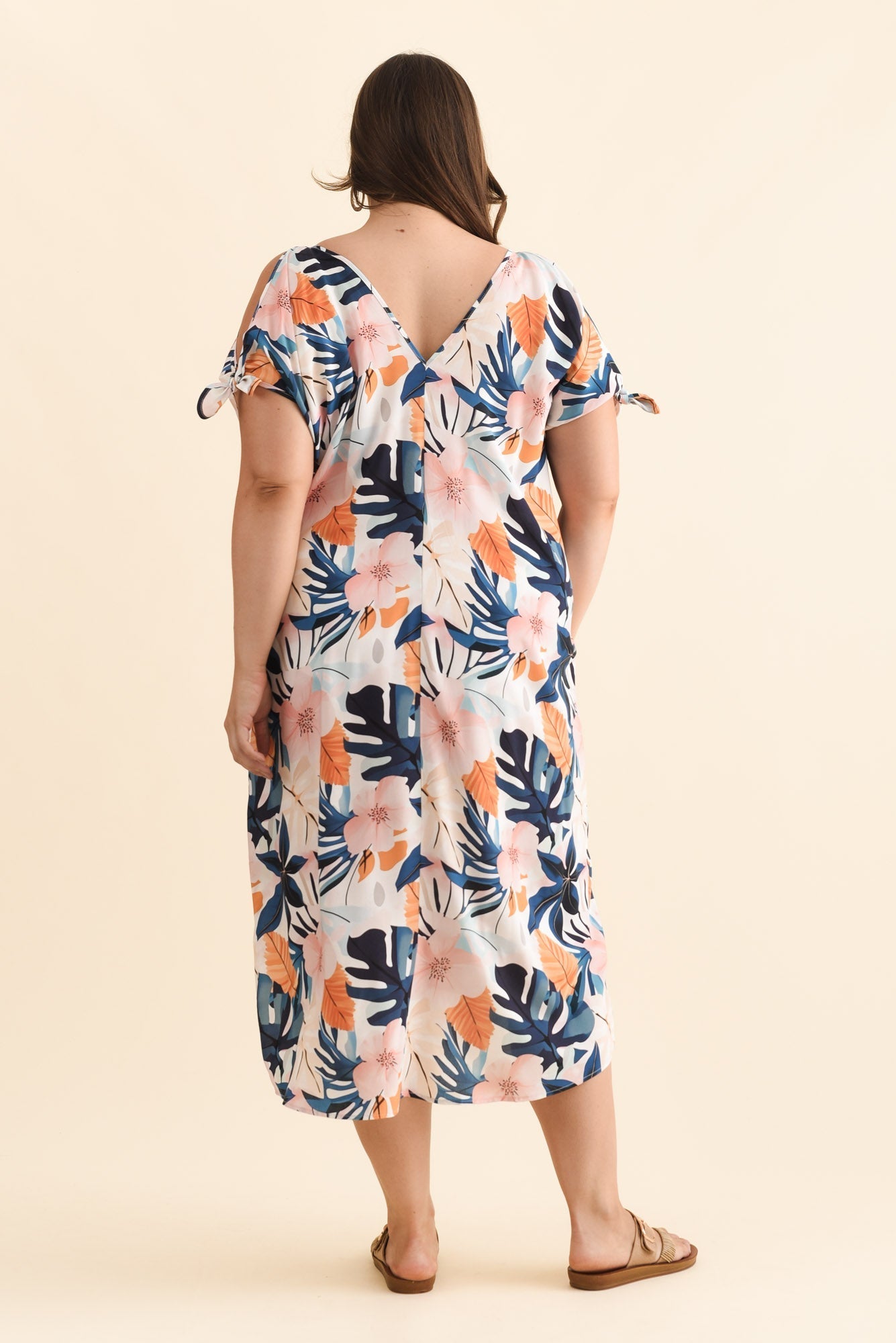 Miranda Navy Garden Cold Shoulder Kaftan