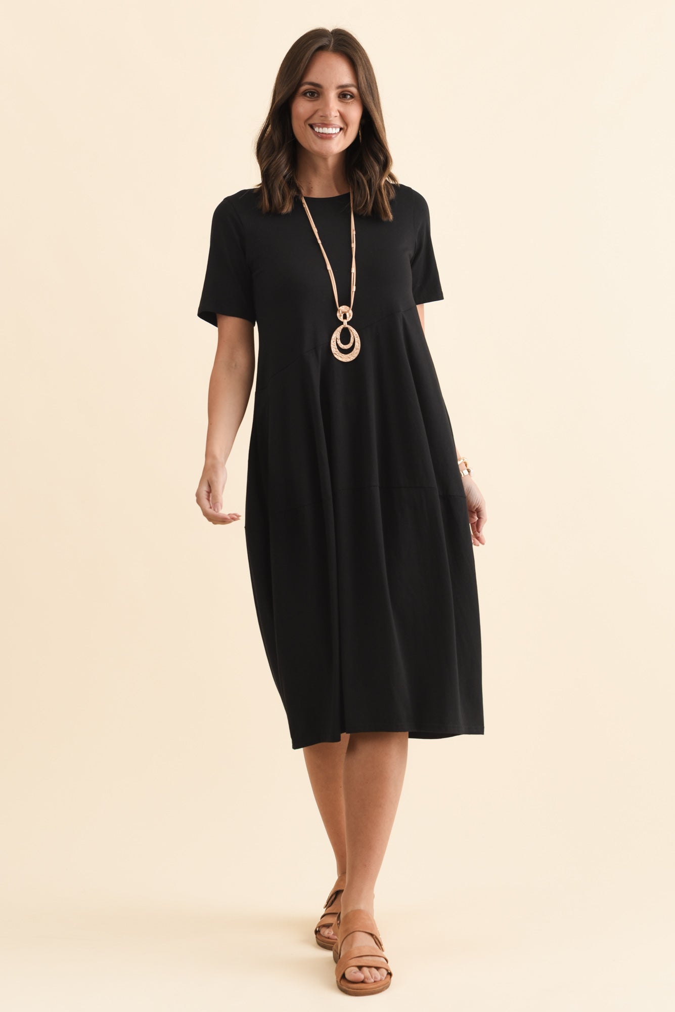 Morgan Black Diagonal Seam Dress