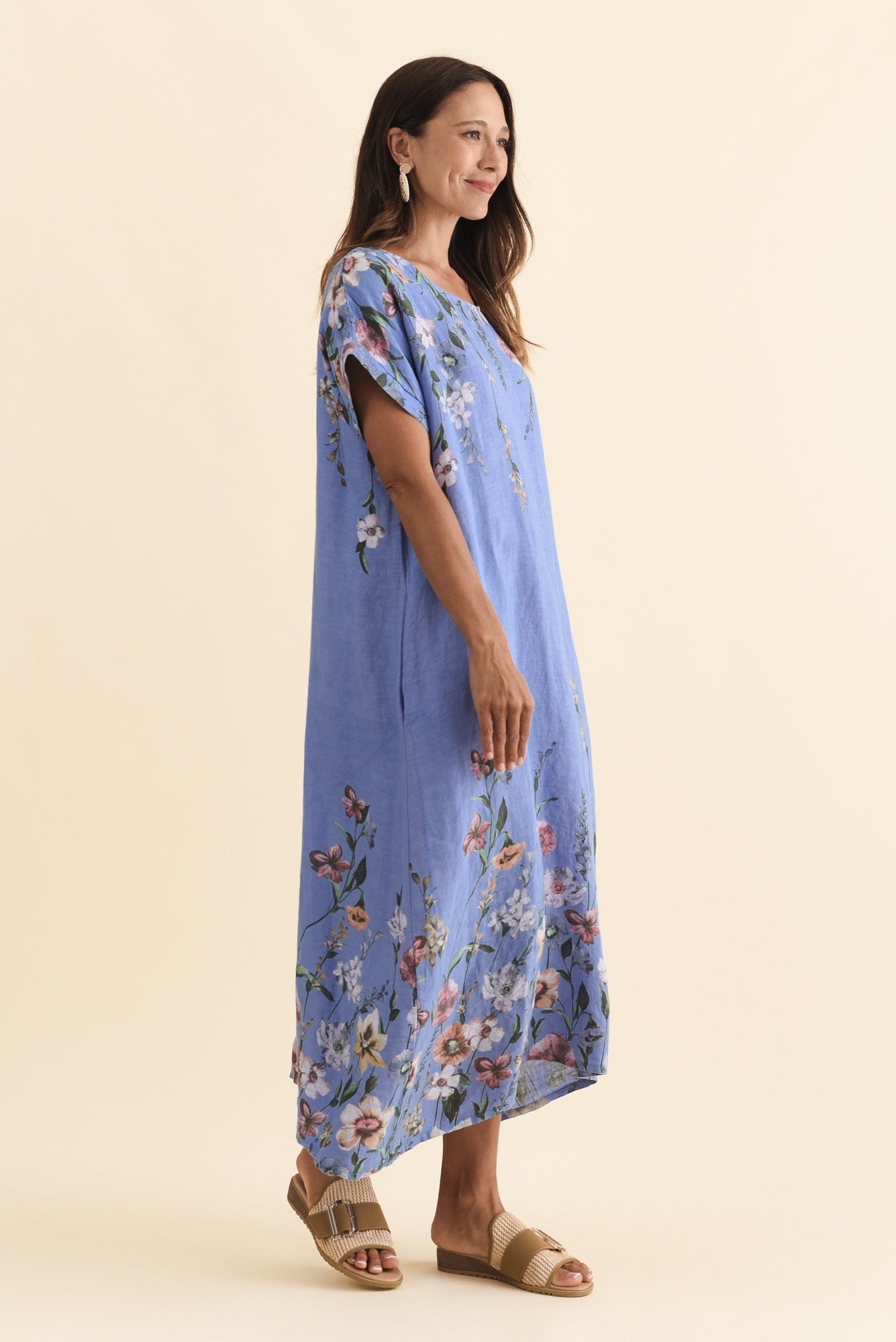 Morrison Blue Floral Linen Pocket Dress