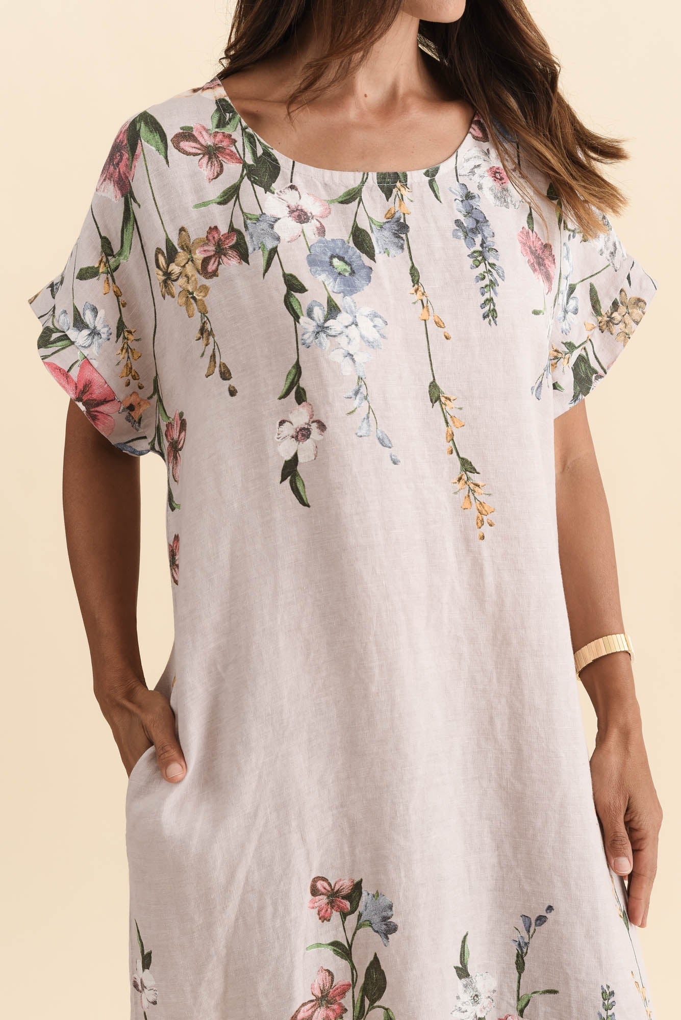 Morrison Blush Floral Linen Pocket Dress