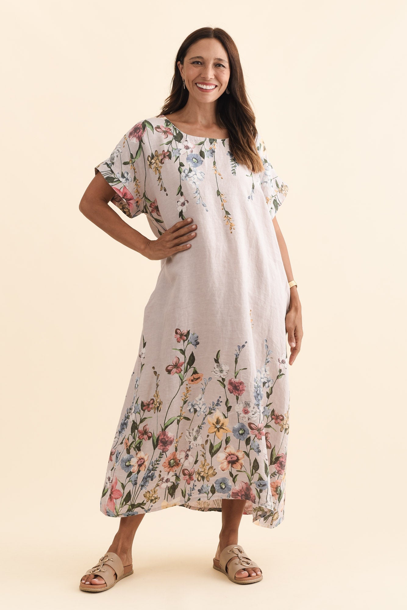 Morrison Blush Floral Linen Pocket Dress