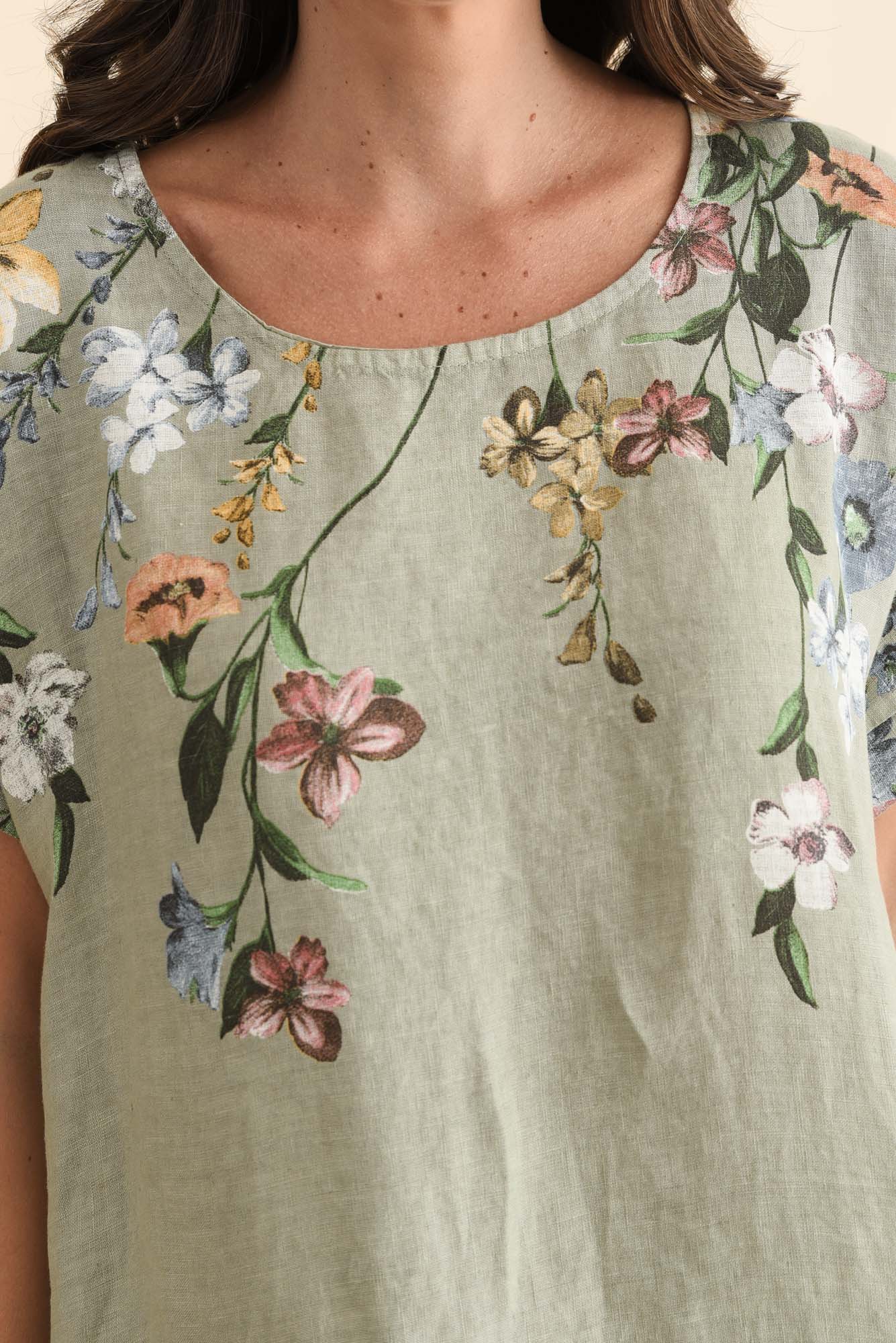 Morrison Sage Floral Linen Pocket Dress