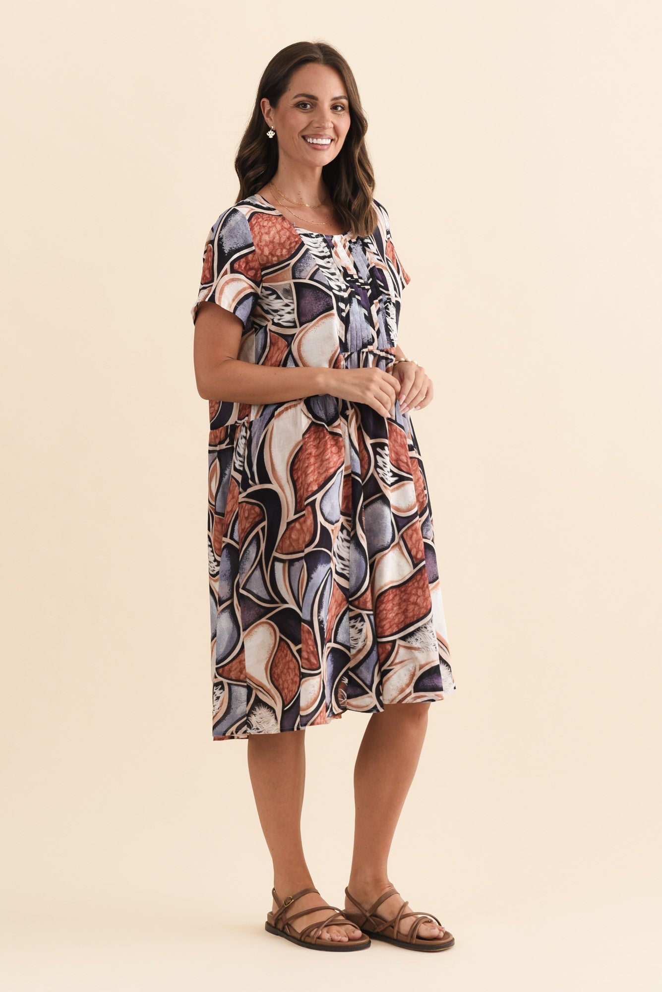 Murano Blue Abstract Cotton Dress