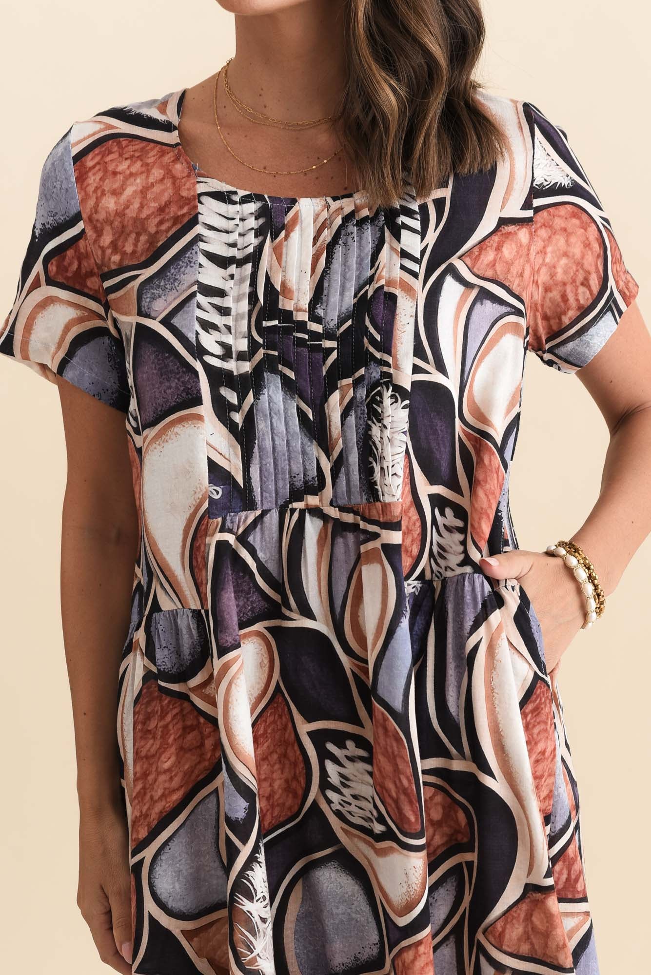 Murano Blue Abstract Cotton Dress