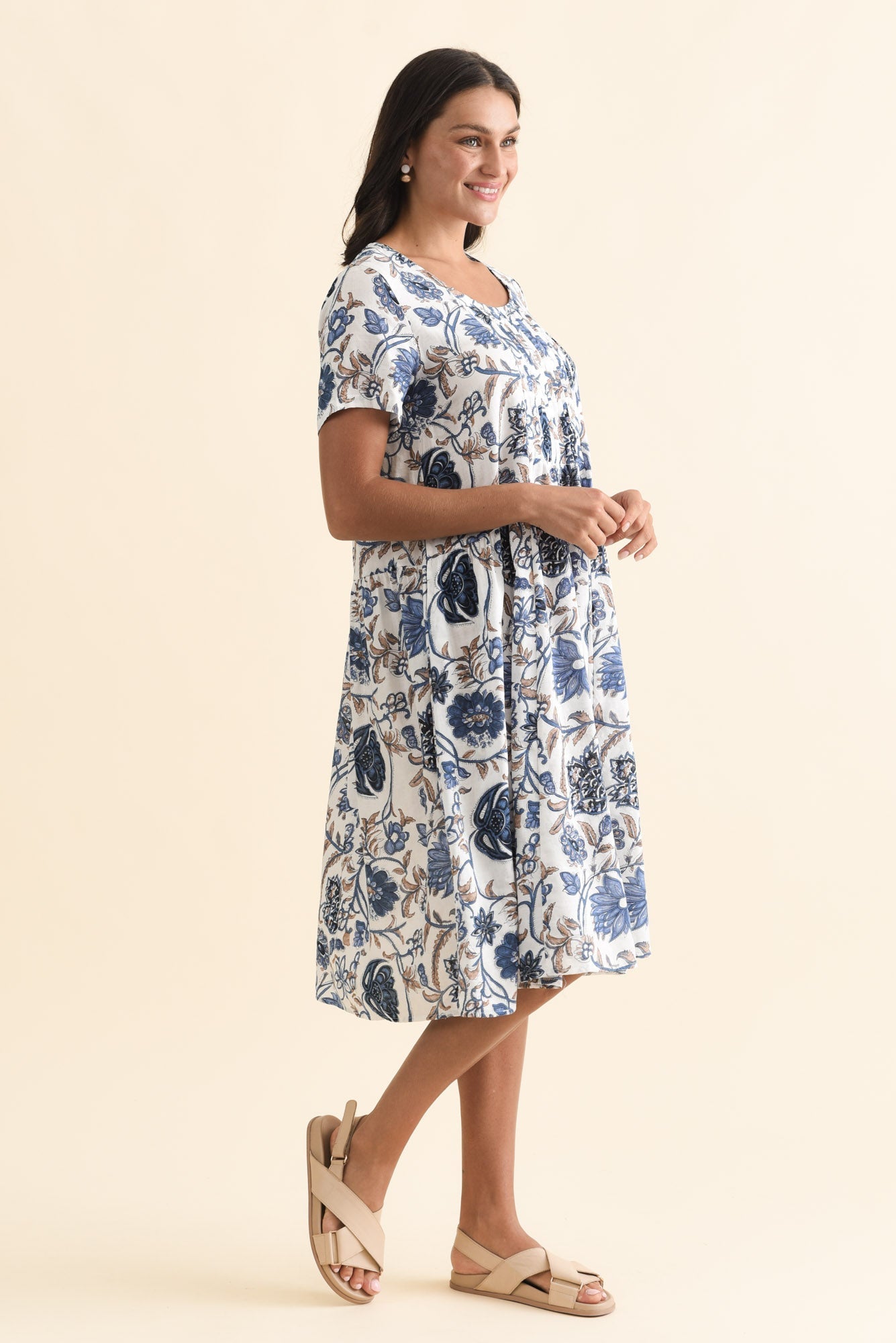 Murano Blue Botanical Cotton Dress