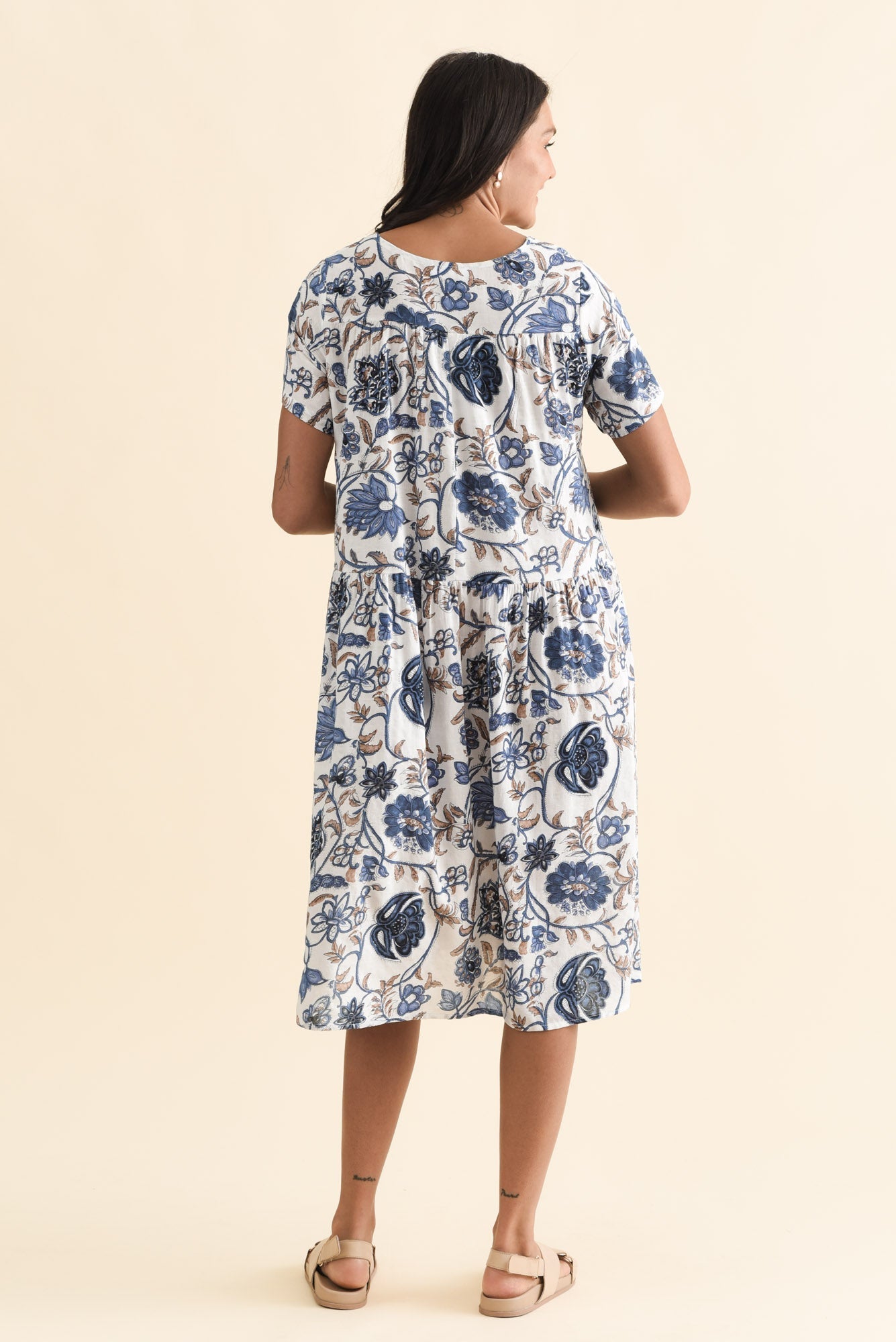 Murano Blue Botanical Cotton Dress