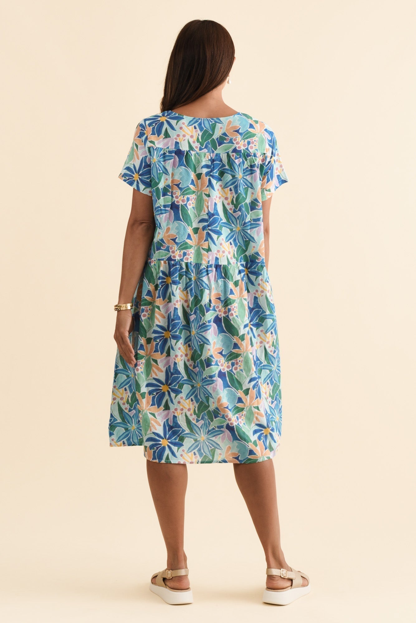 Murano Blue Floral Cotton Dress