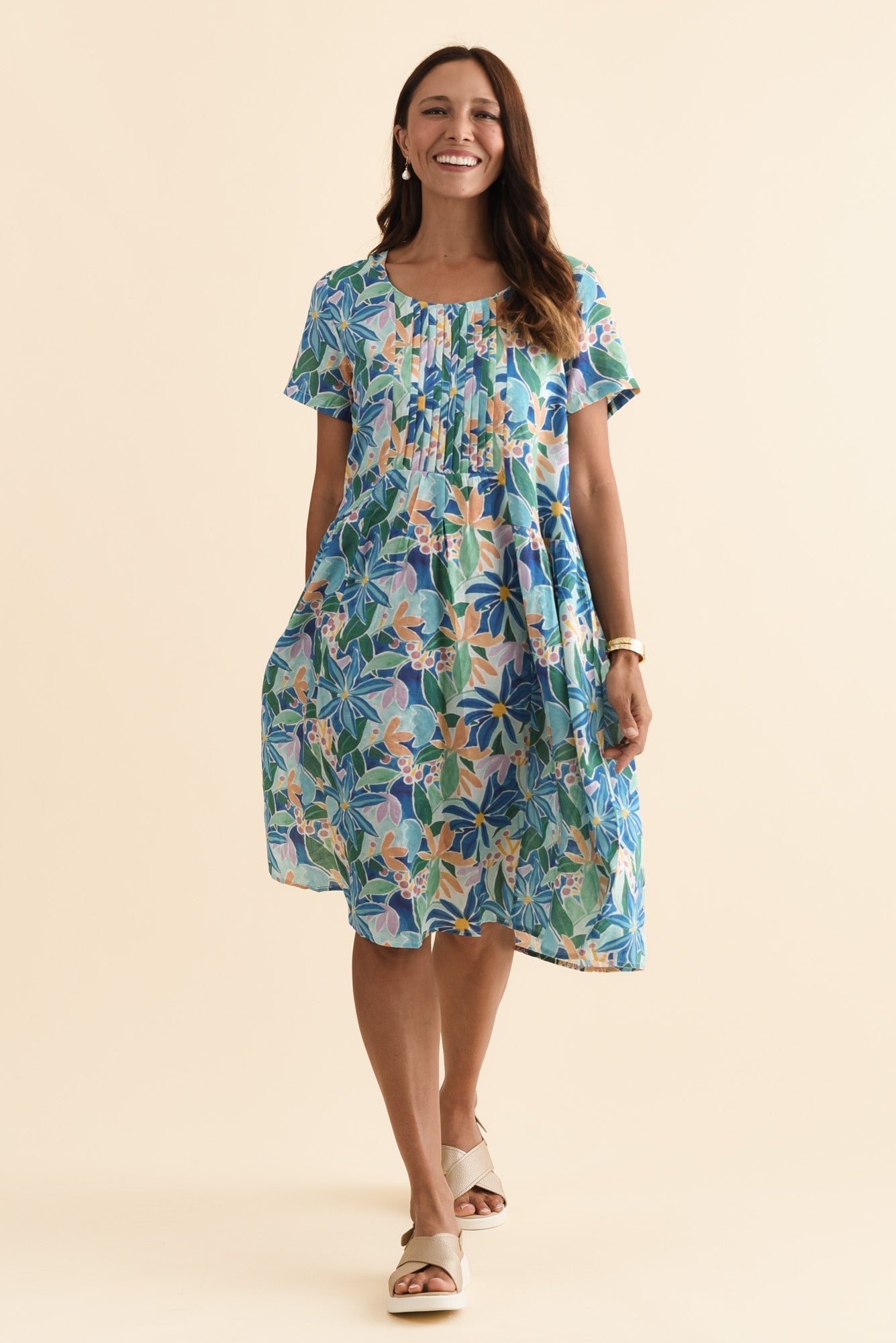 Murano Blue Floral Cotton Dress