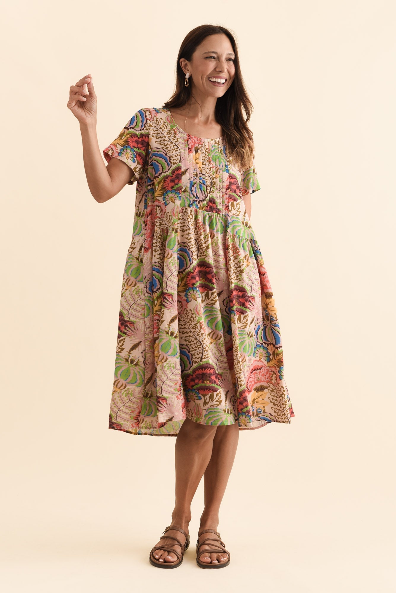 Murano Green Botanical Cotton Dress