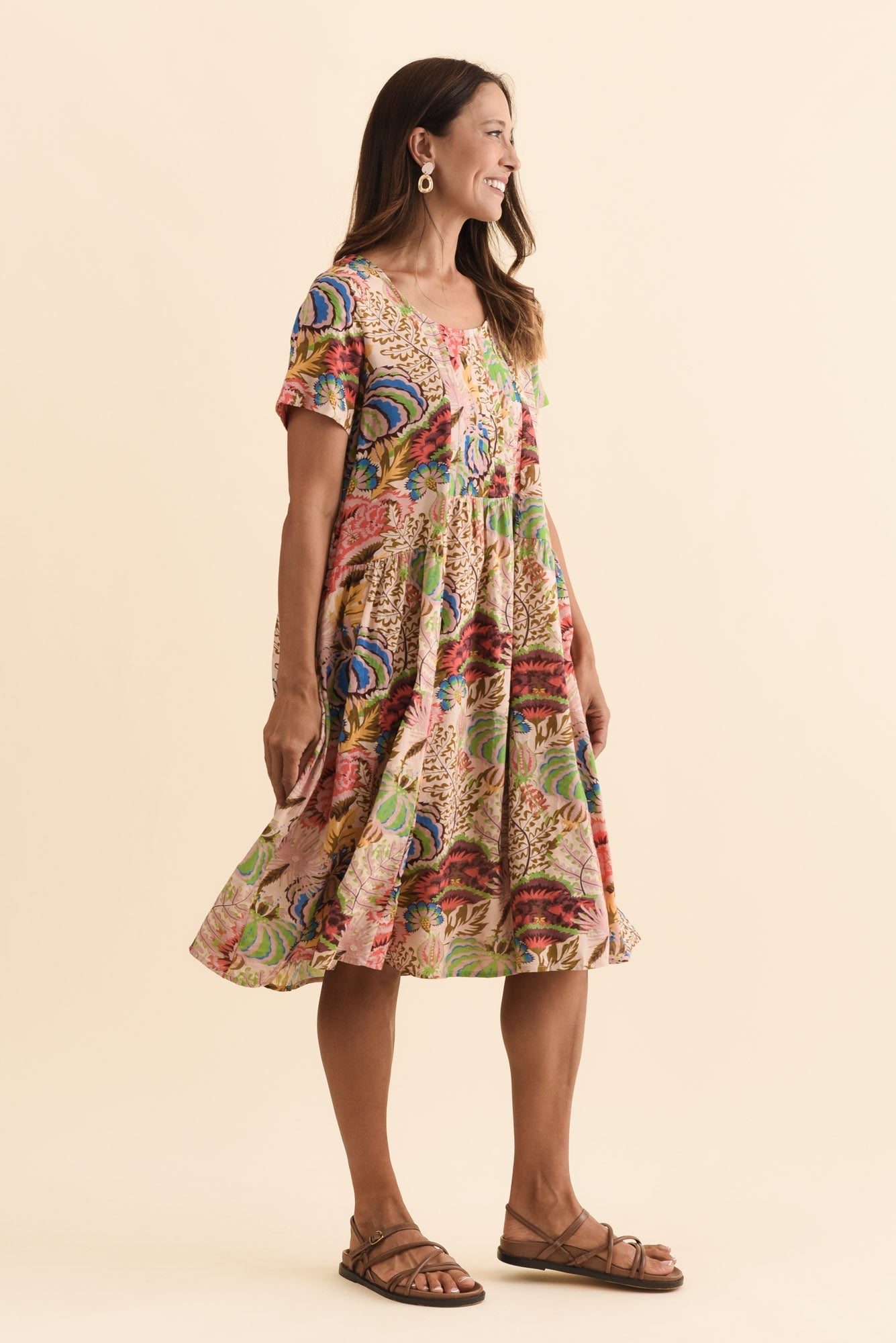 Murano Green Botanical Cotton Dress