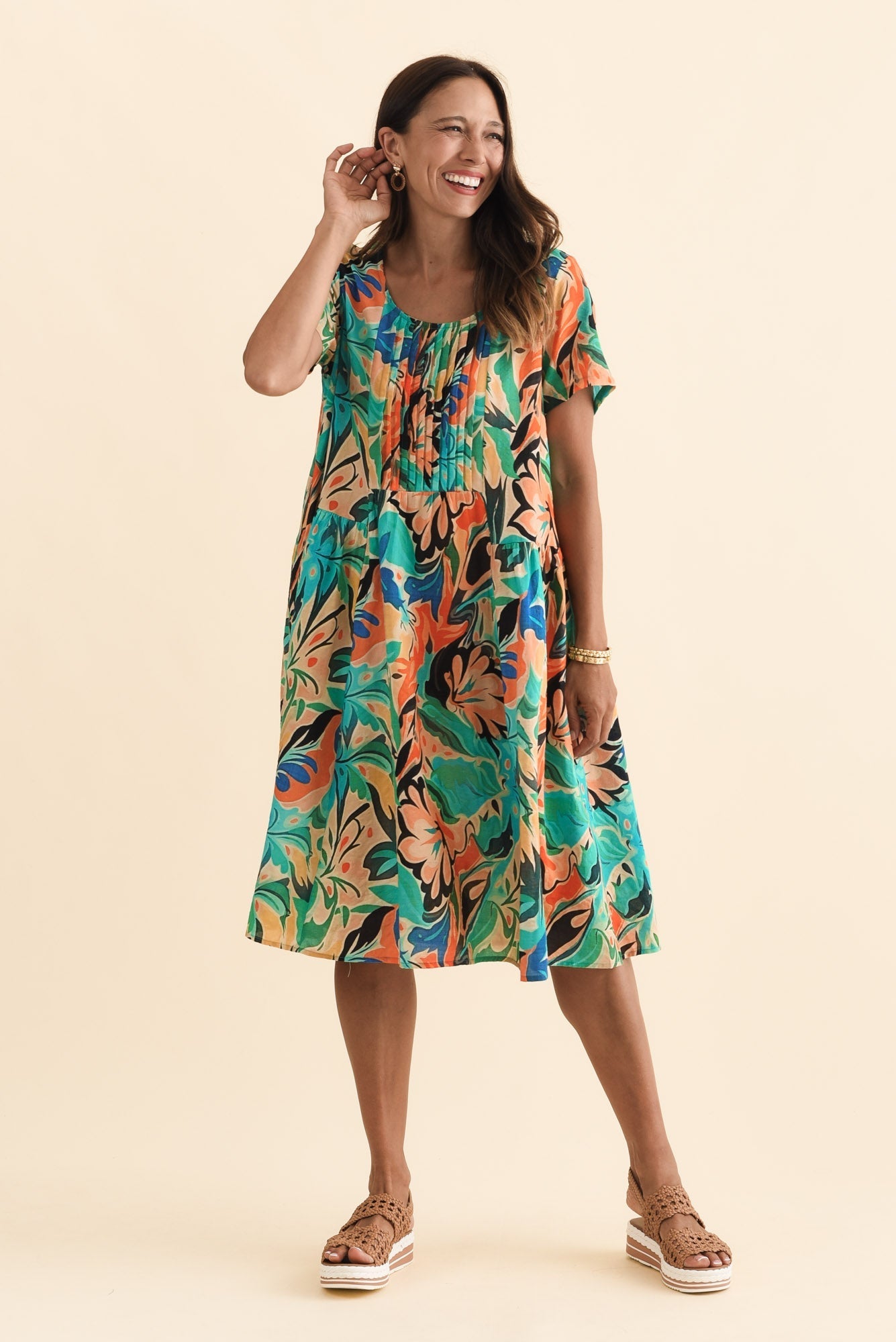 Murano Green Garden Cotton Dress