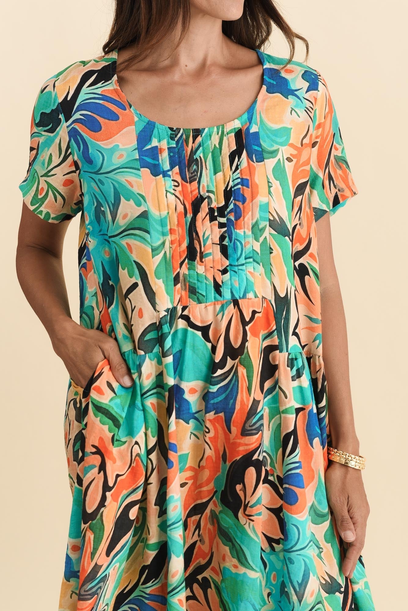 Murano Green Garden Cotton Dress