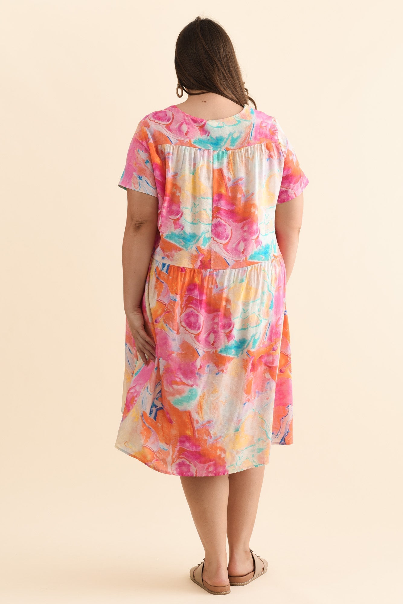 Murano Orange Abstract Cotton Dress