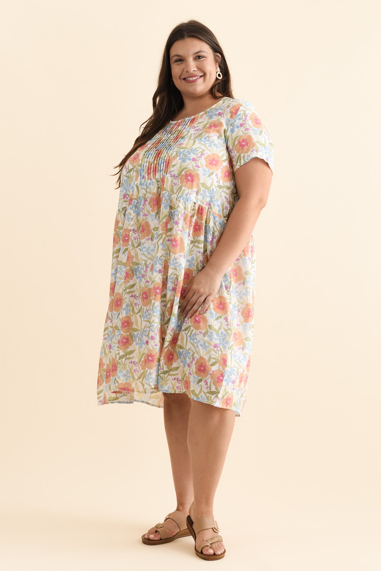 Murano Orange Flower Cotton Dress