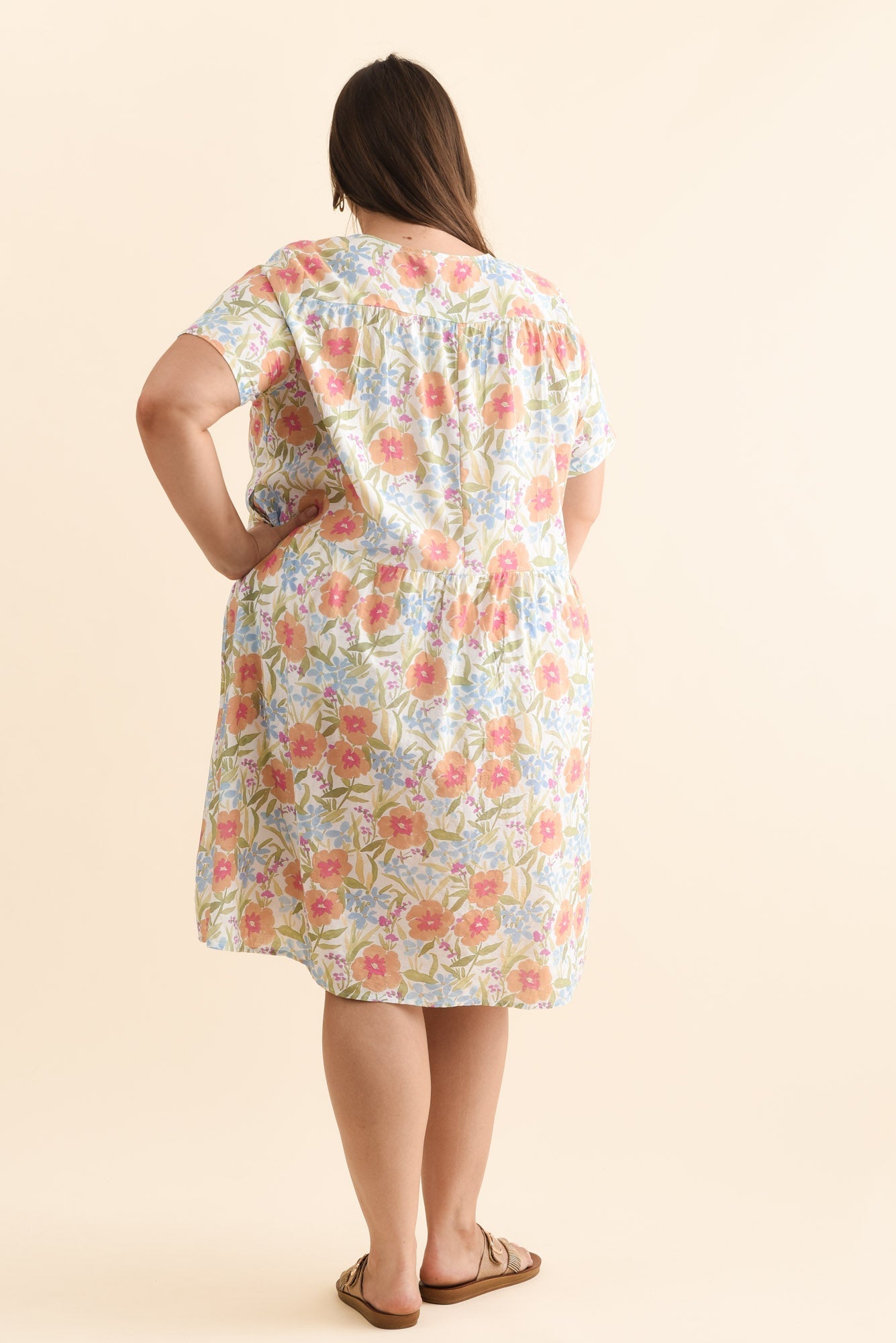 Murano Orange Flower Cotton Dress