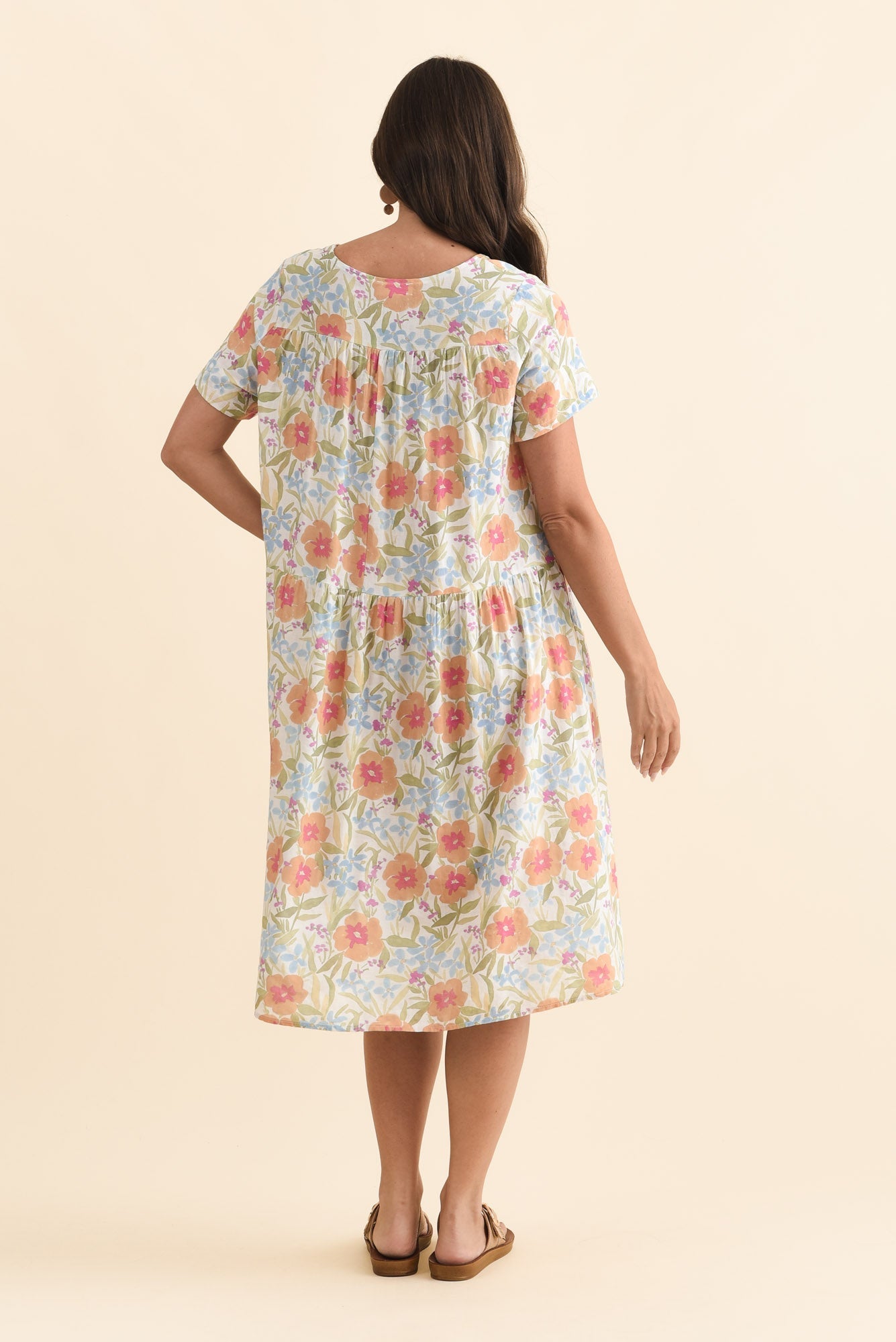 Murano Orange Flower Cotton Dress