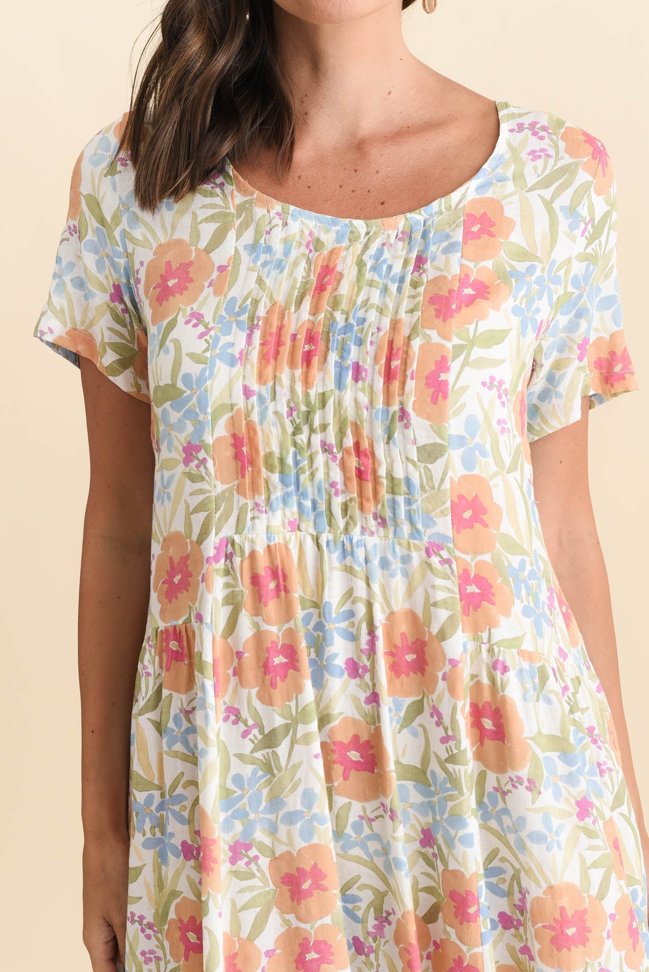 Murano Orange Flower Cotton Dress