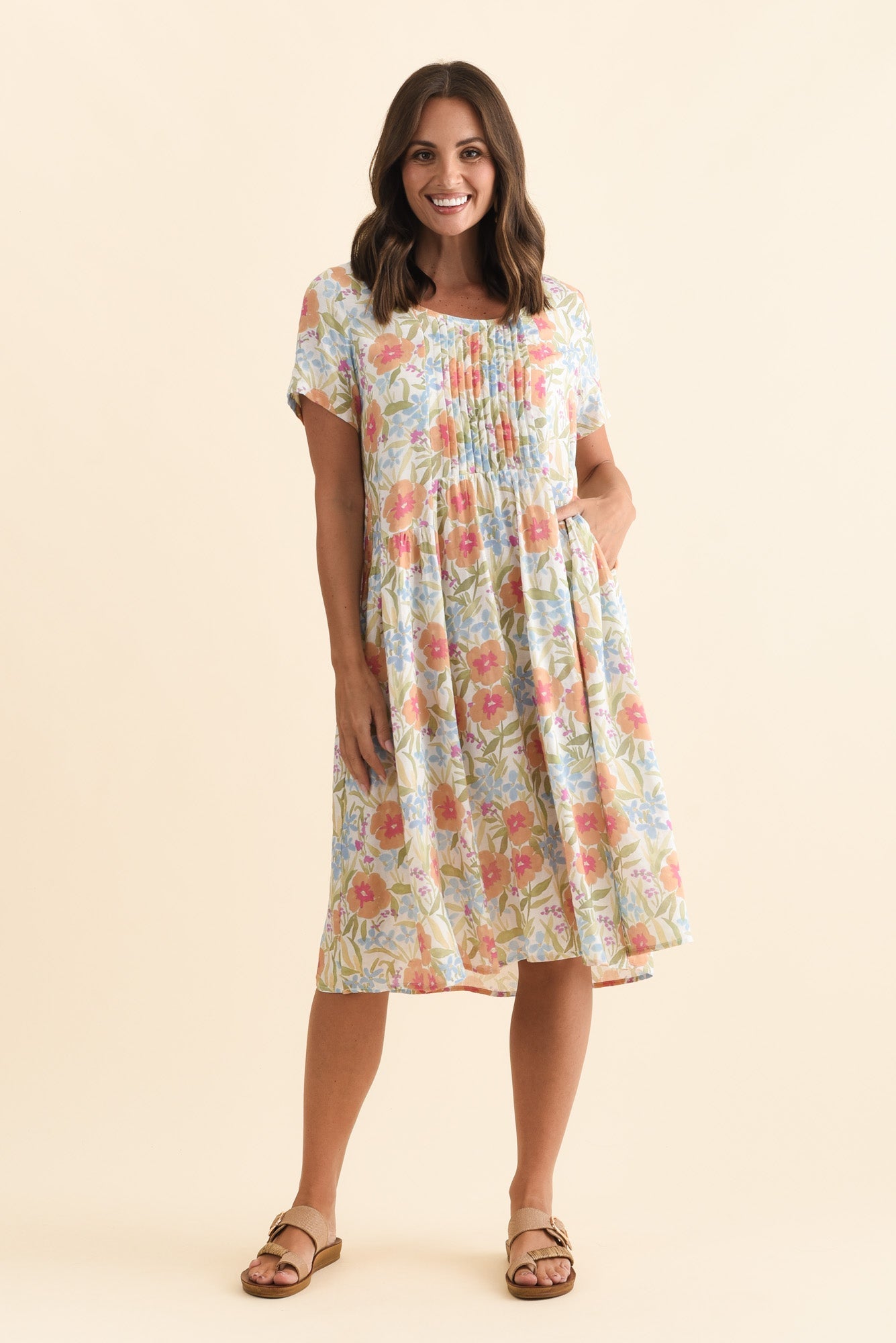 Murano Orange Flower Cotton Dress