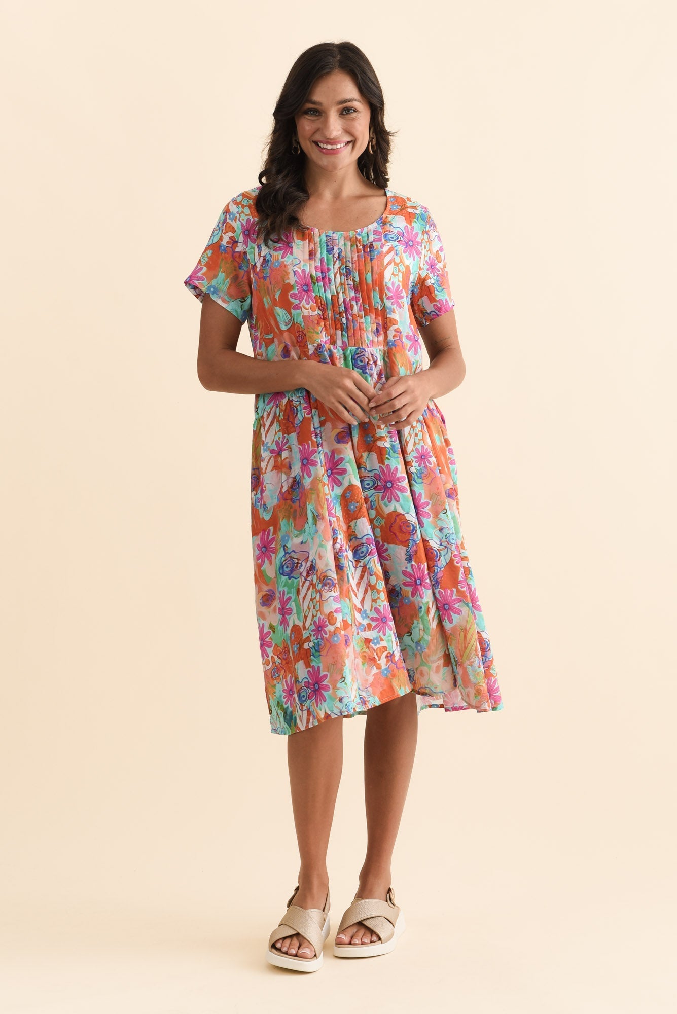 Murano Orange Garden Cotton Dress
