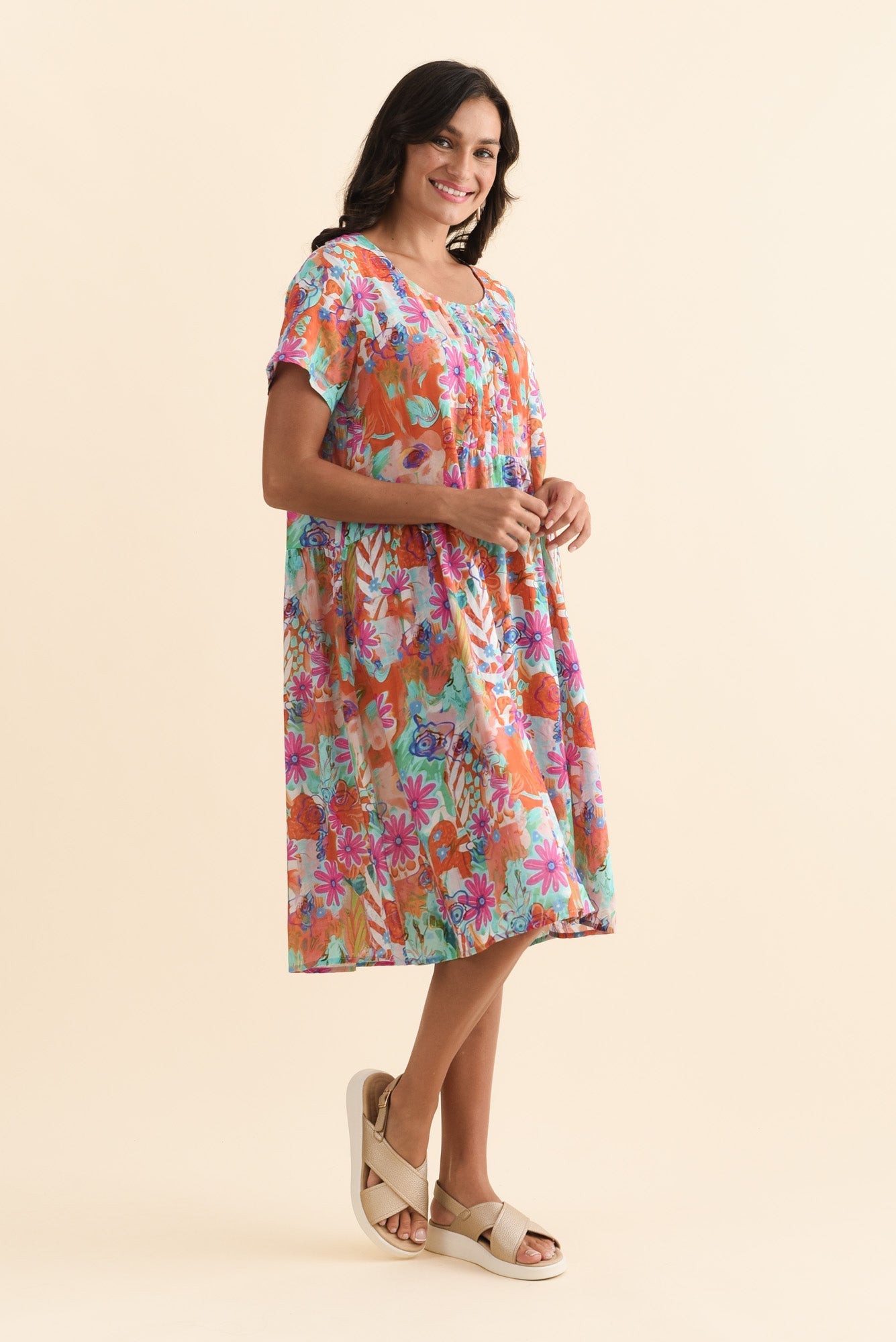 Murano Orange Garden Cotton Dress