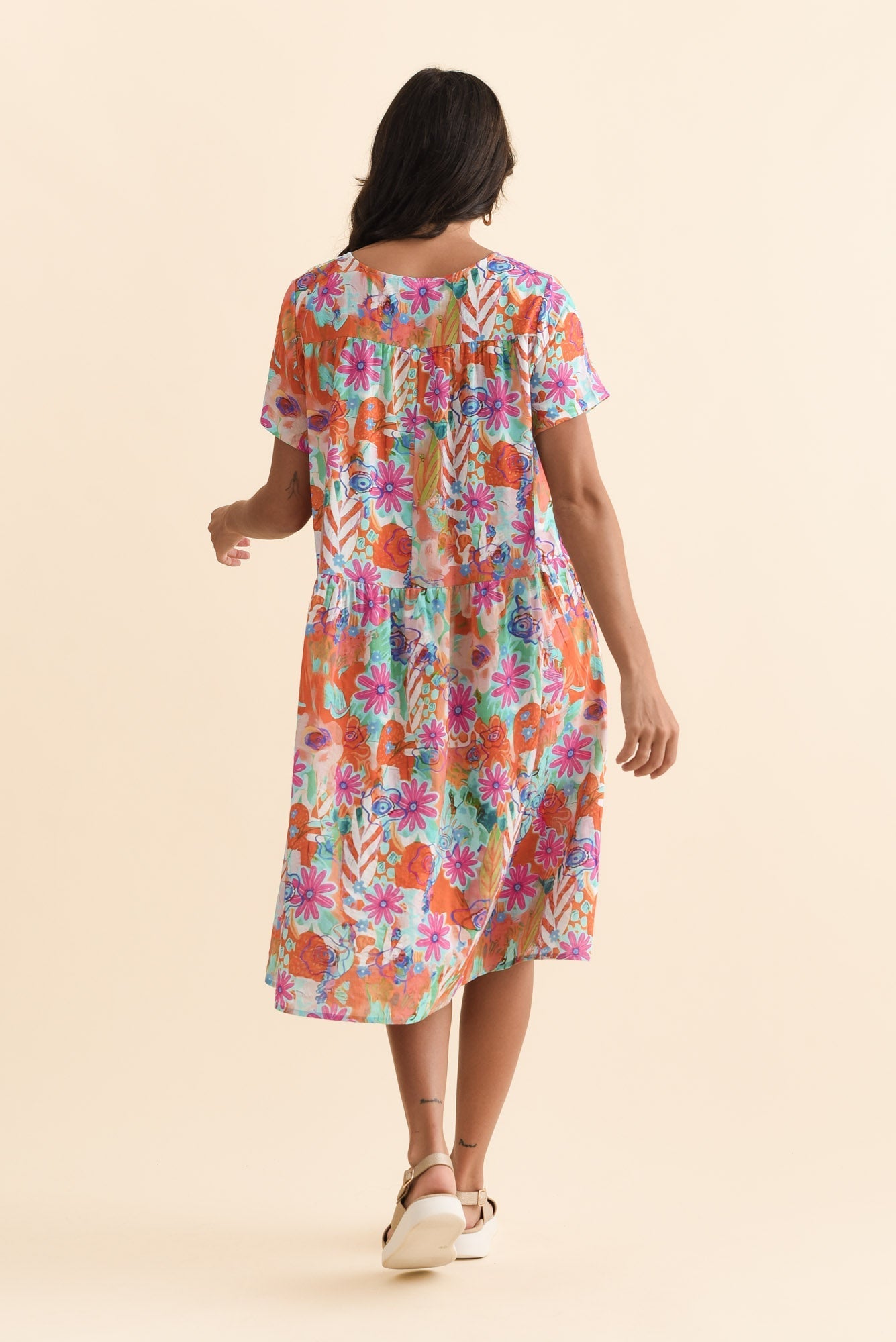 Murano Orange Garden Cotton Dress