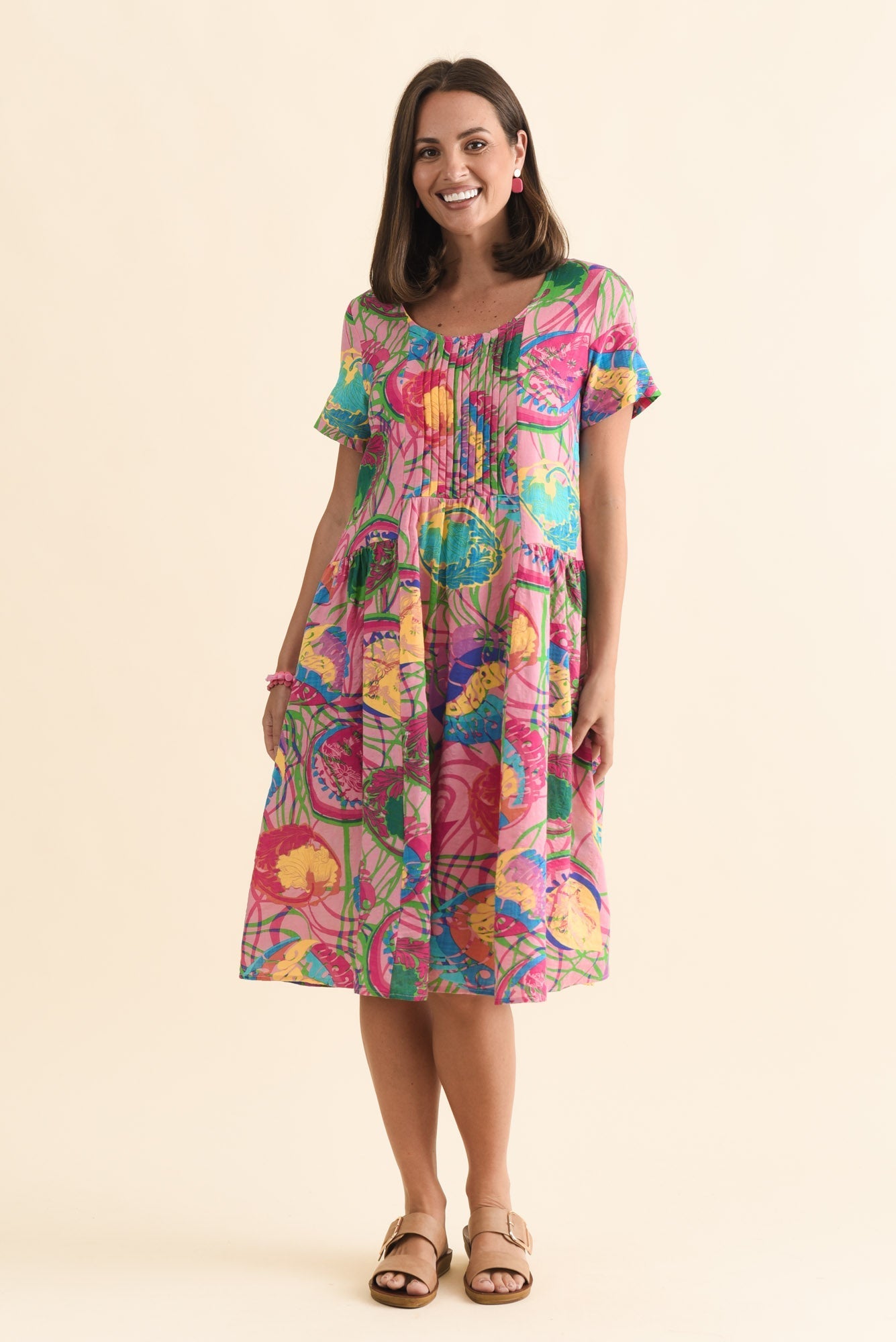 Murano Pink Tropical Cotton Dress