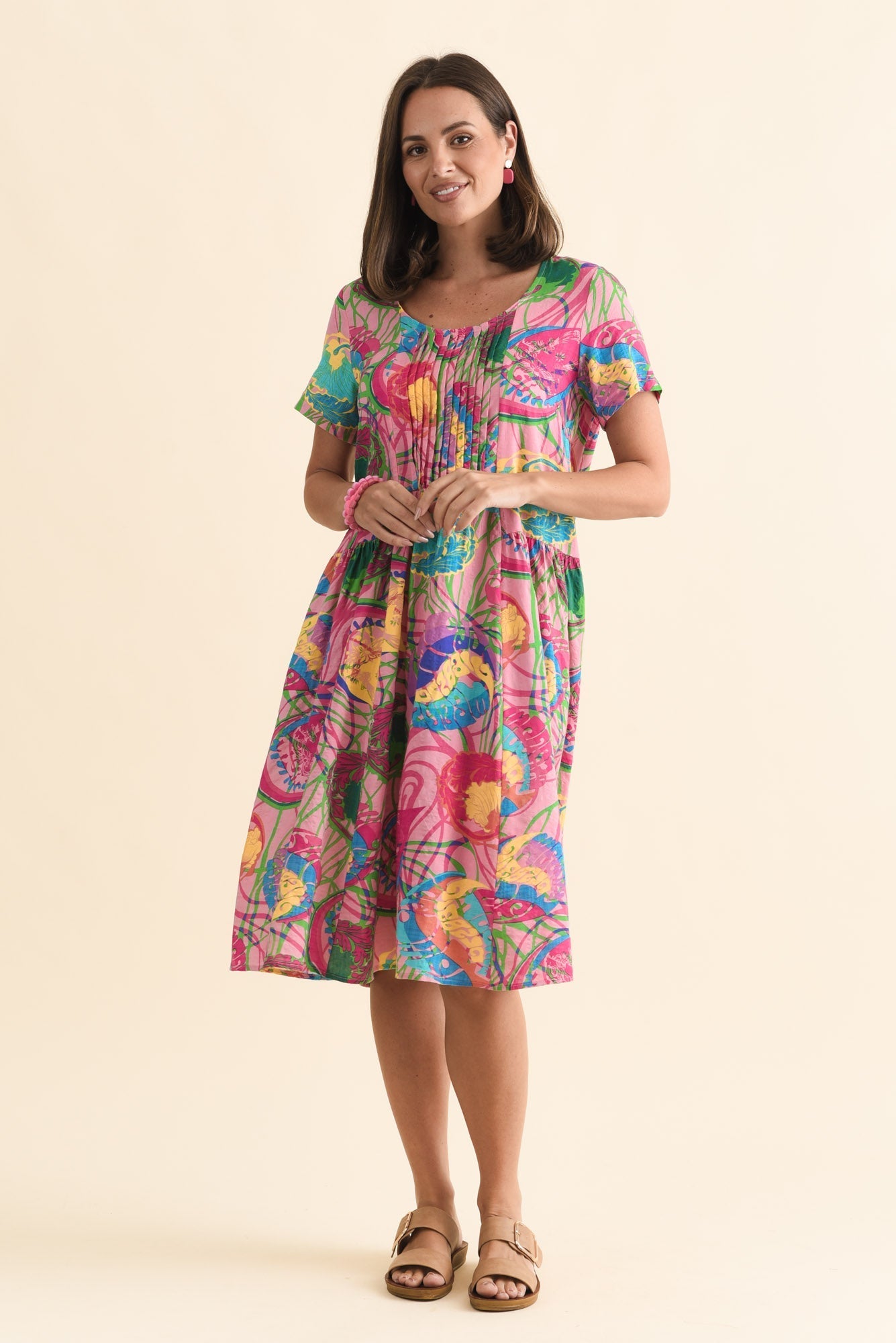 Murano Pink Tropical Cotton Dress
