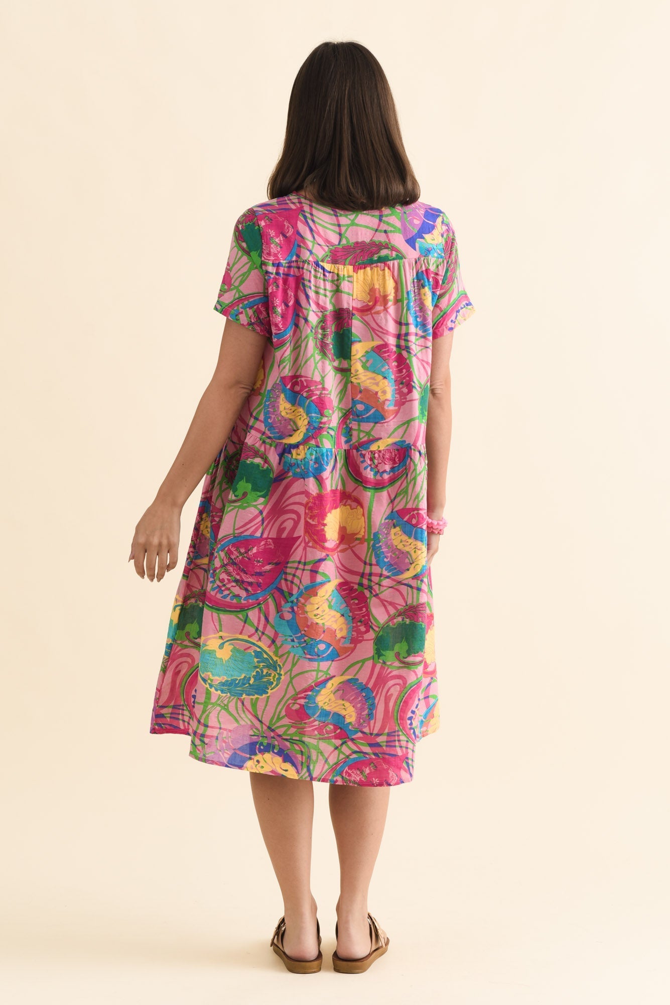 Murano Pink Tropical Cotton Dress