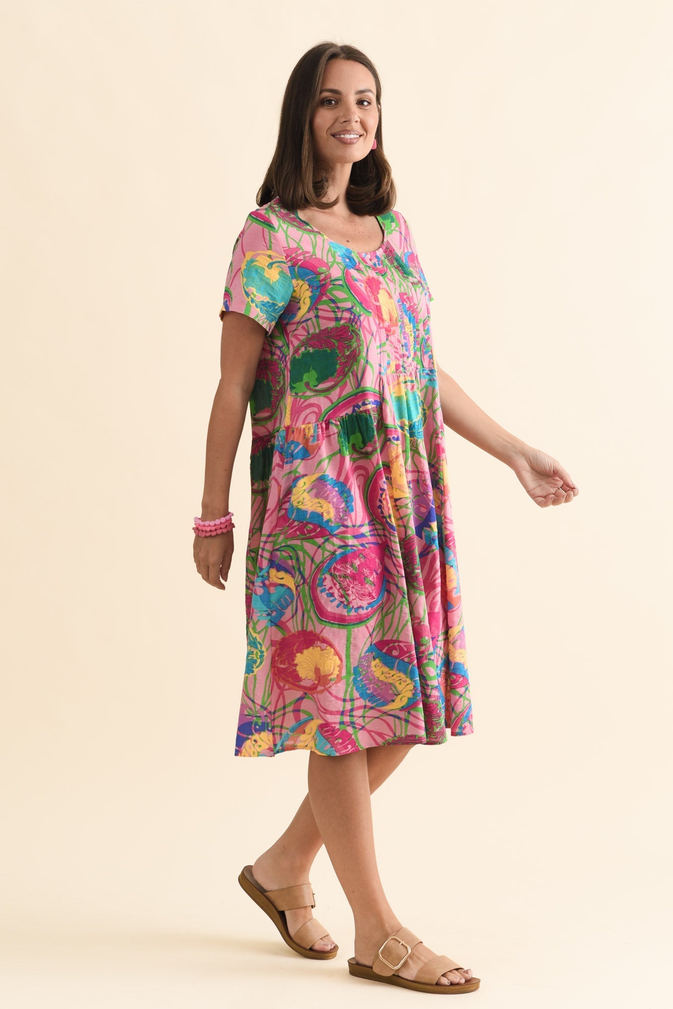 Murano Pink Tropical Cotton Dress