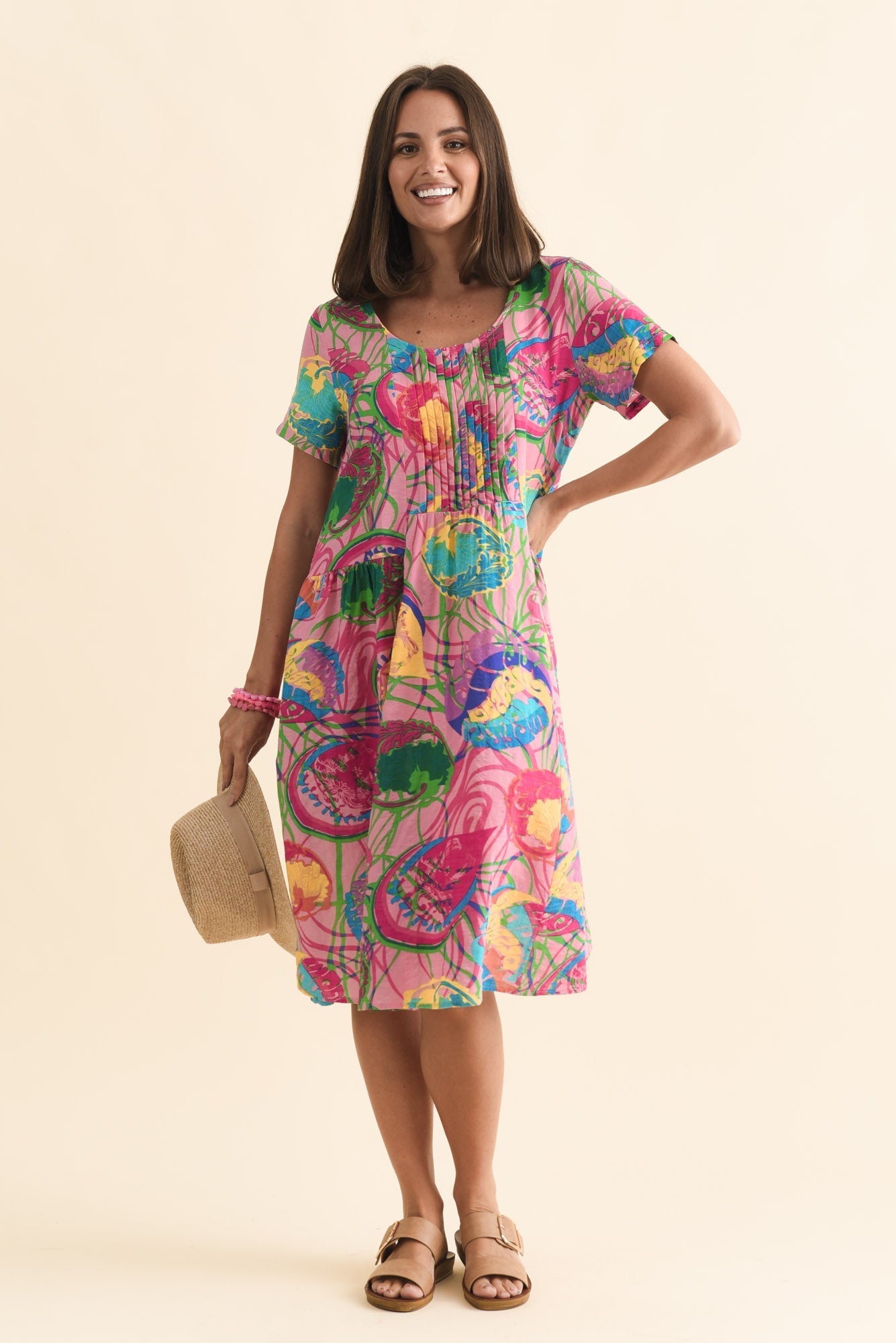 Murano Pink Tropical Cotton Dress