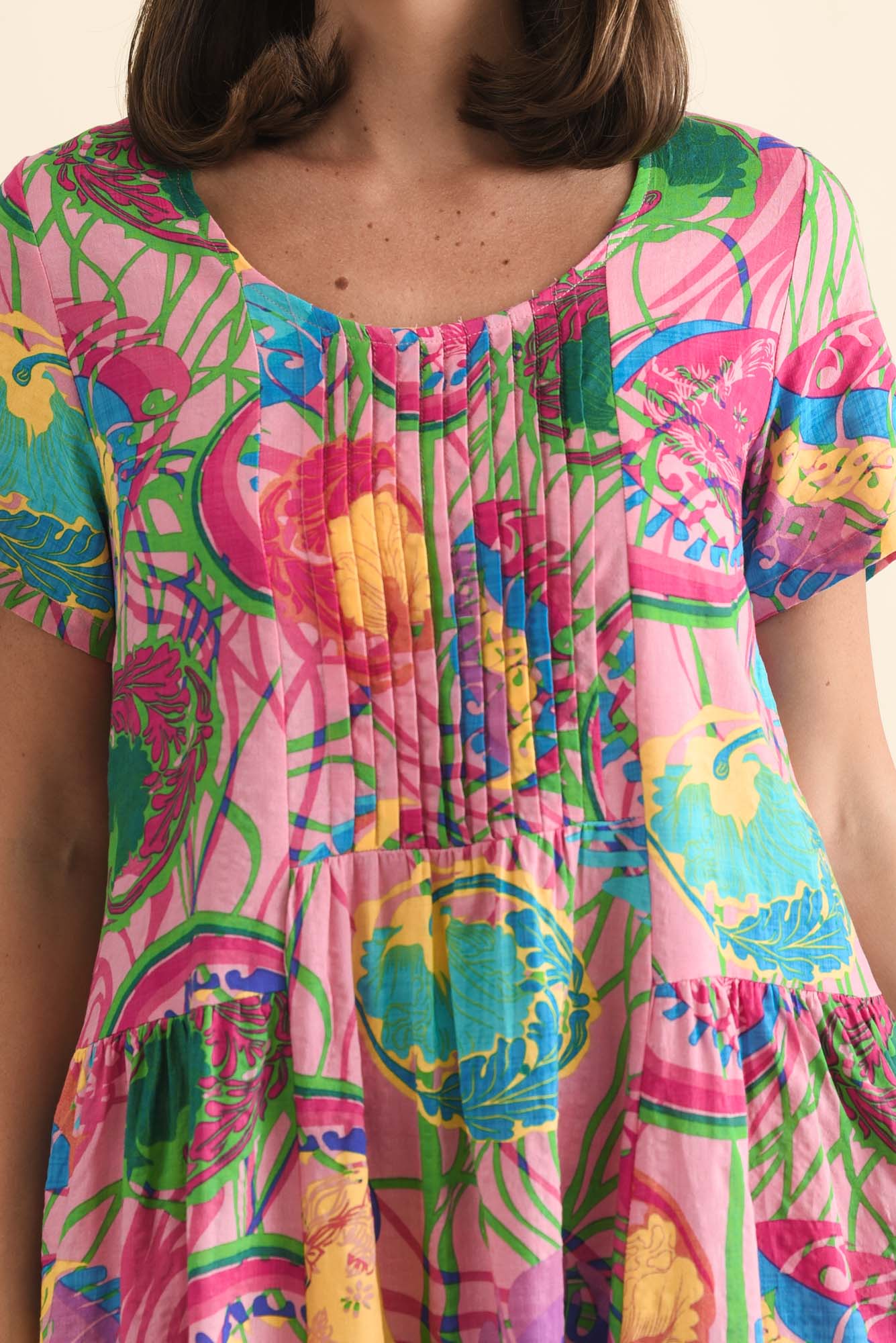 Murano Pink Tropical Cotton Dress