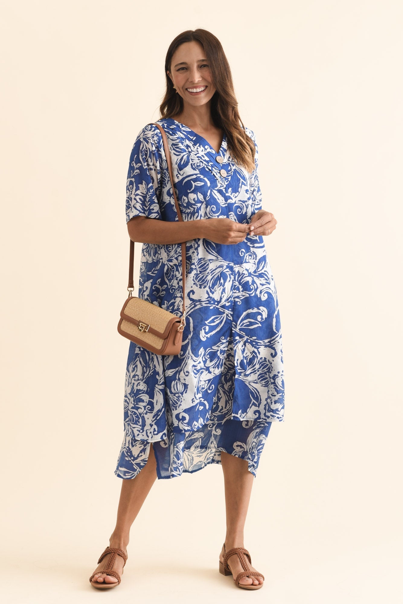Nala Blue Abstract Layers Dress