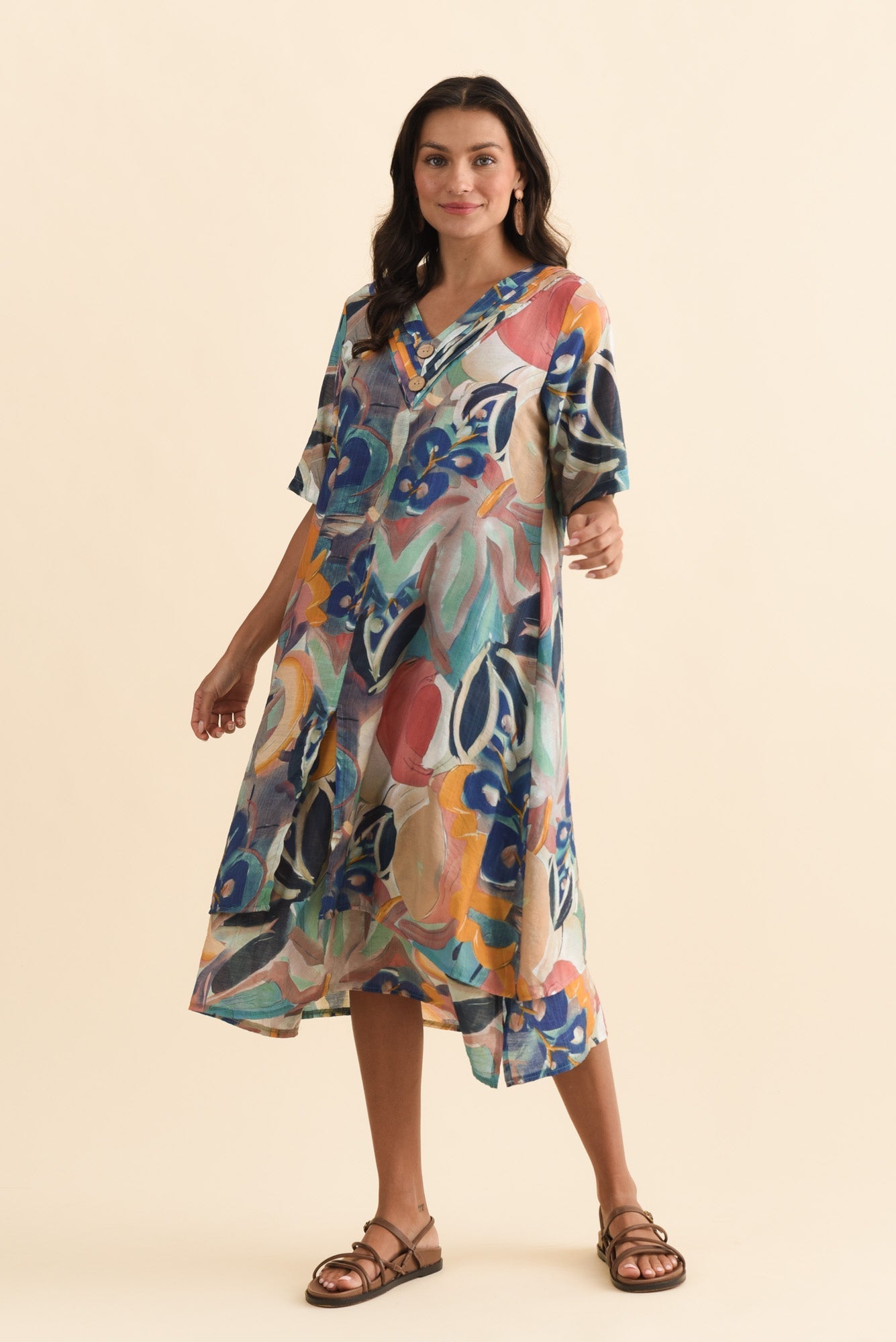 Nala Blue Floral Layers Dress