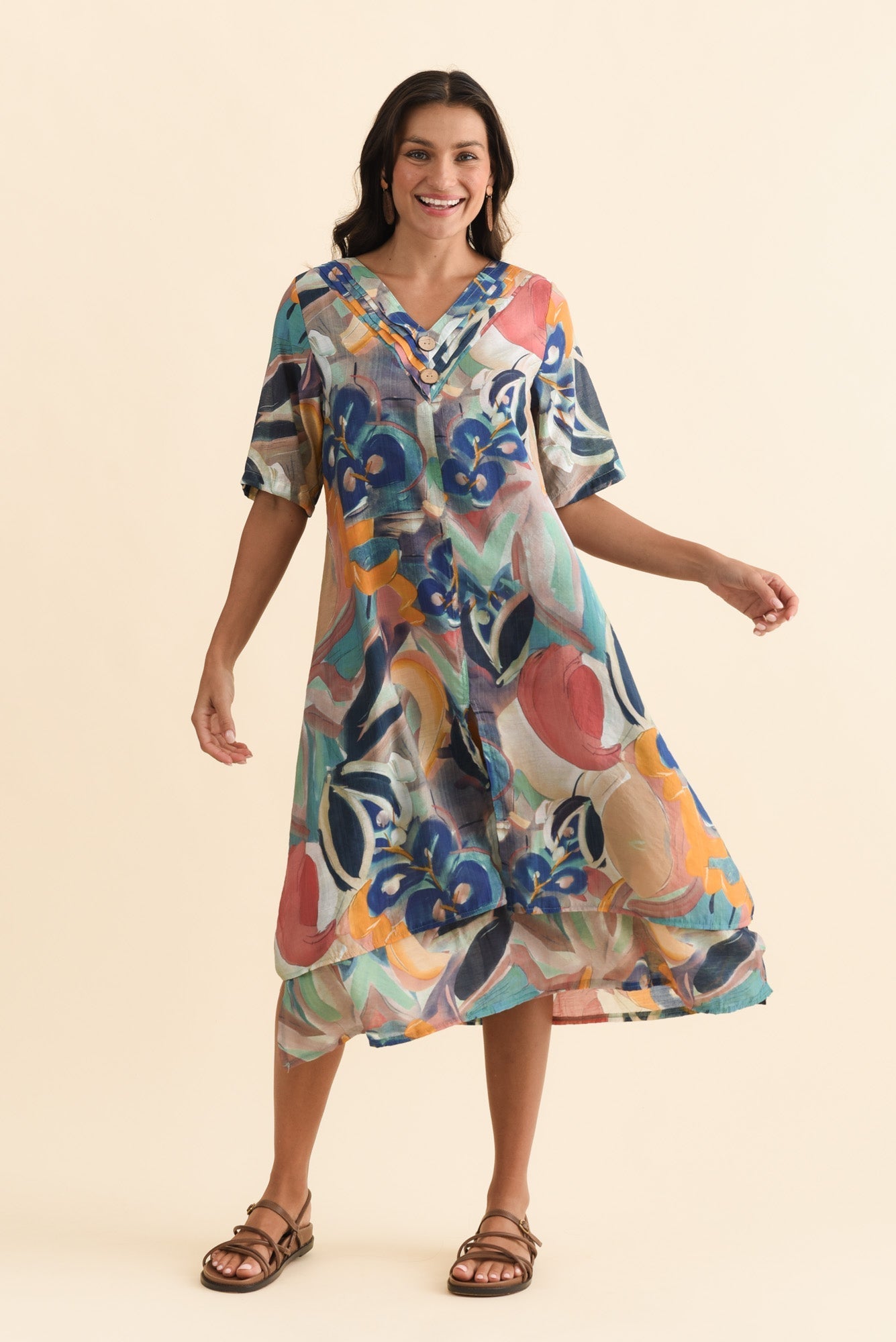 Nala Blue Floral Layers Dress