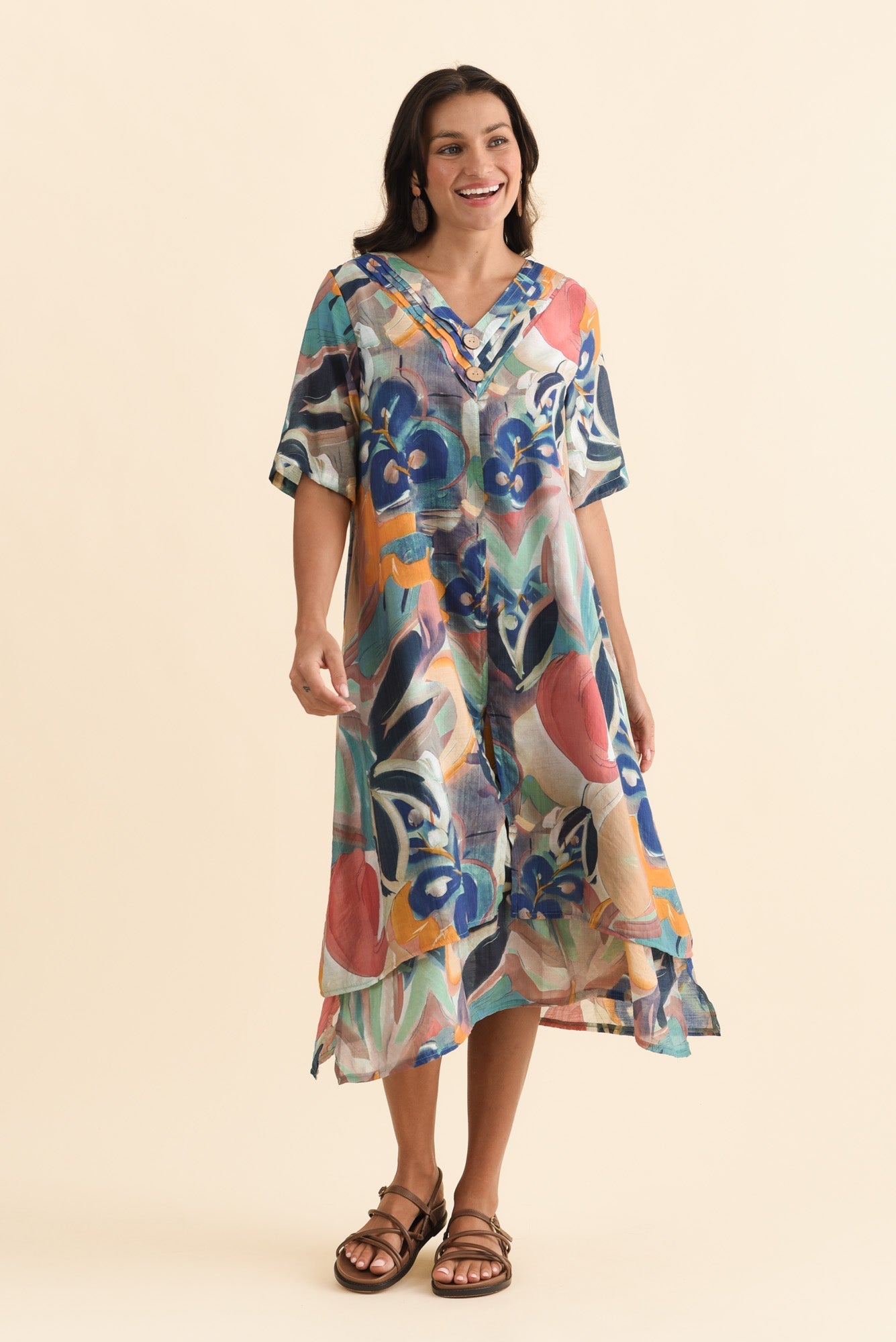 Nala Blue Floral Layers Dress