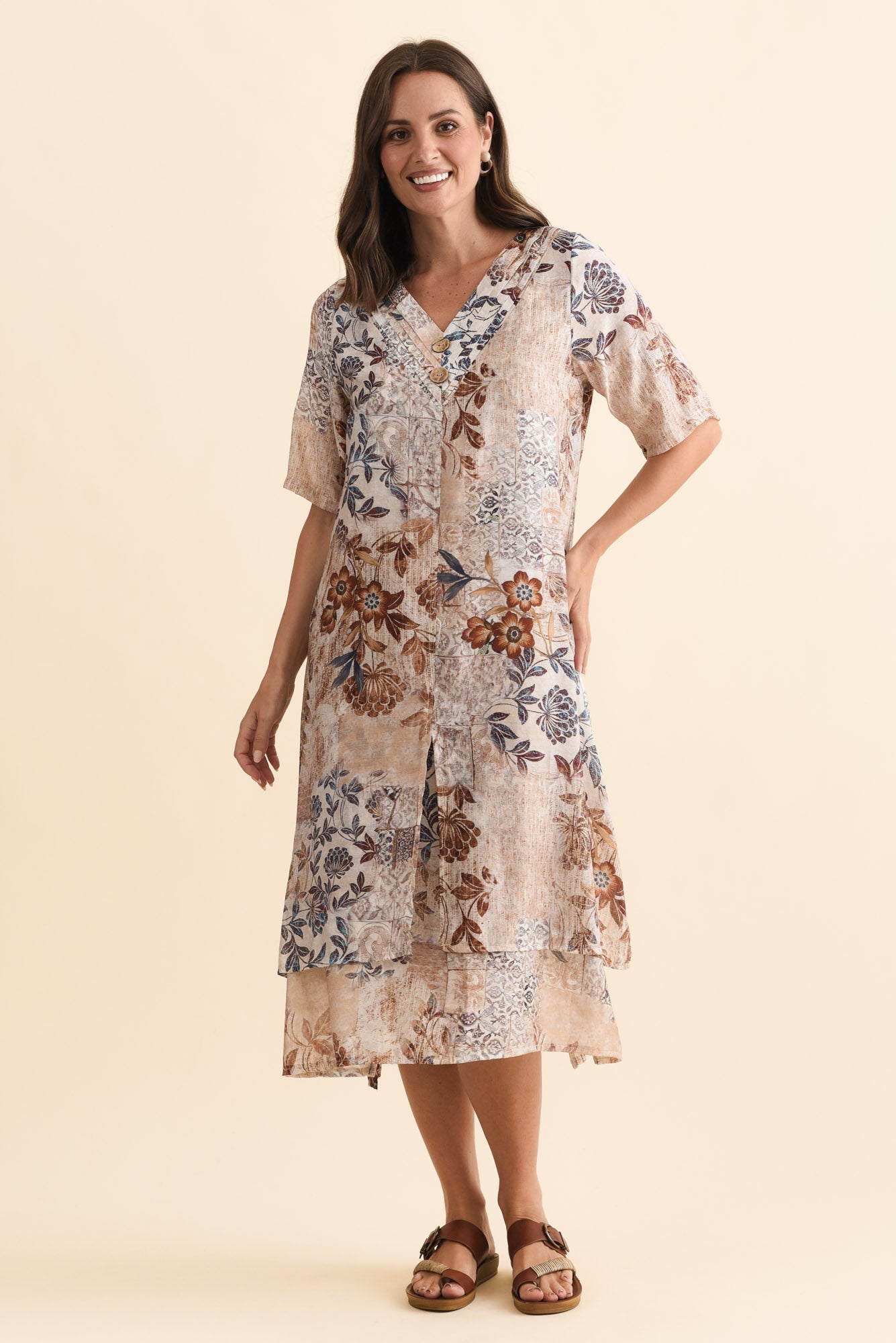 Nala Mocha Garden Layers Dress