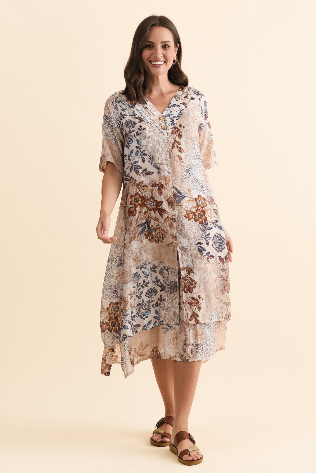 Nala Mocha Garden Layers Dress