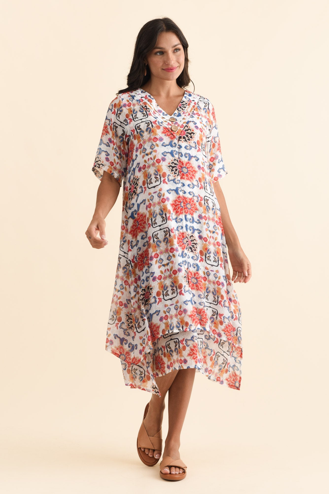 Nala Orange Floral Layers Dress
