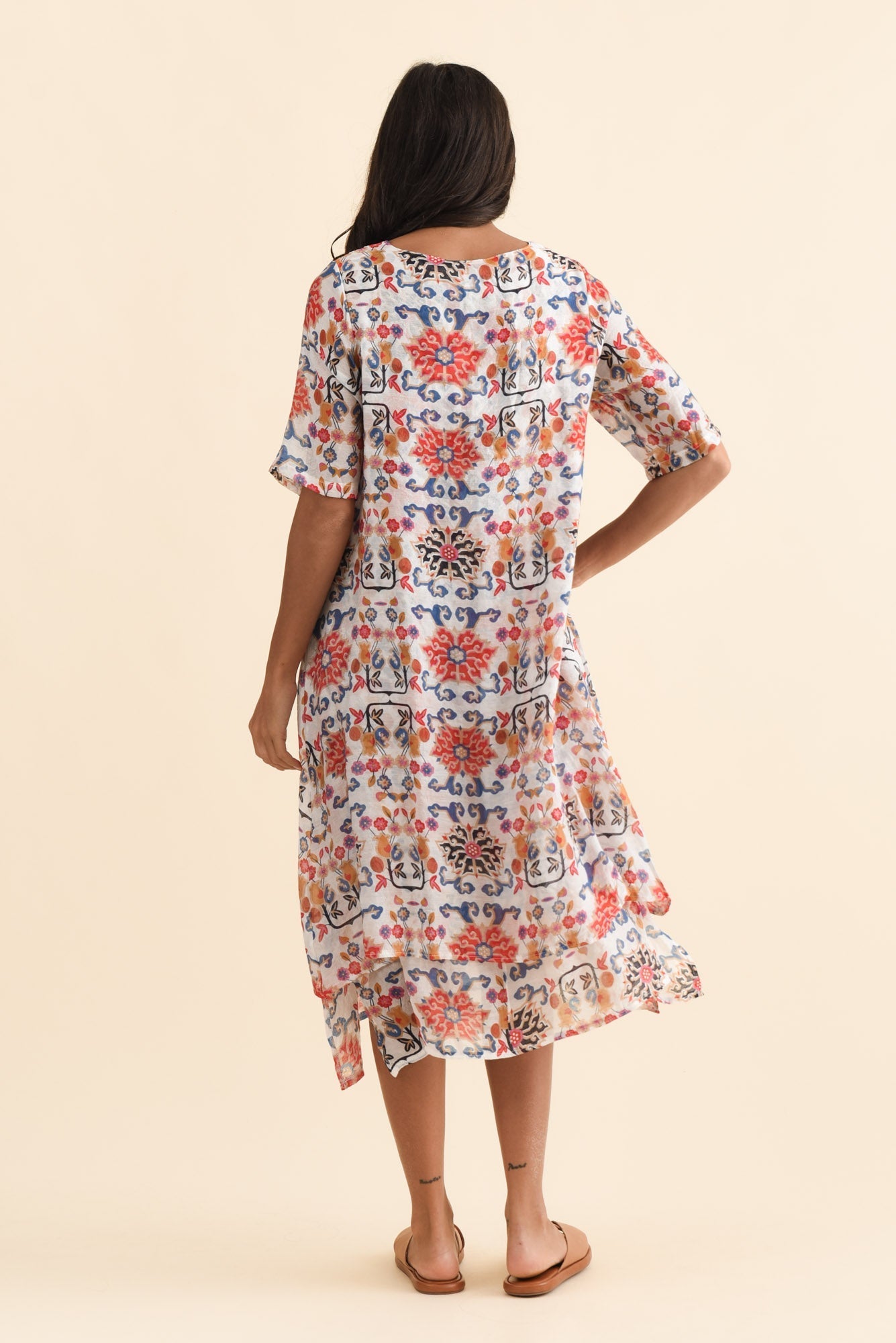 Nala Orange Floral Layers Dress