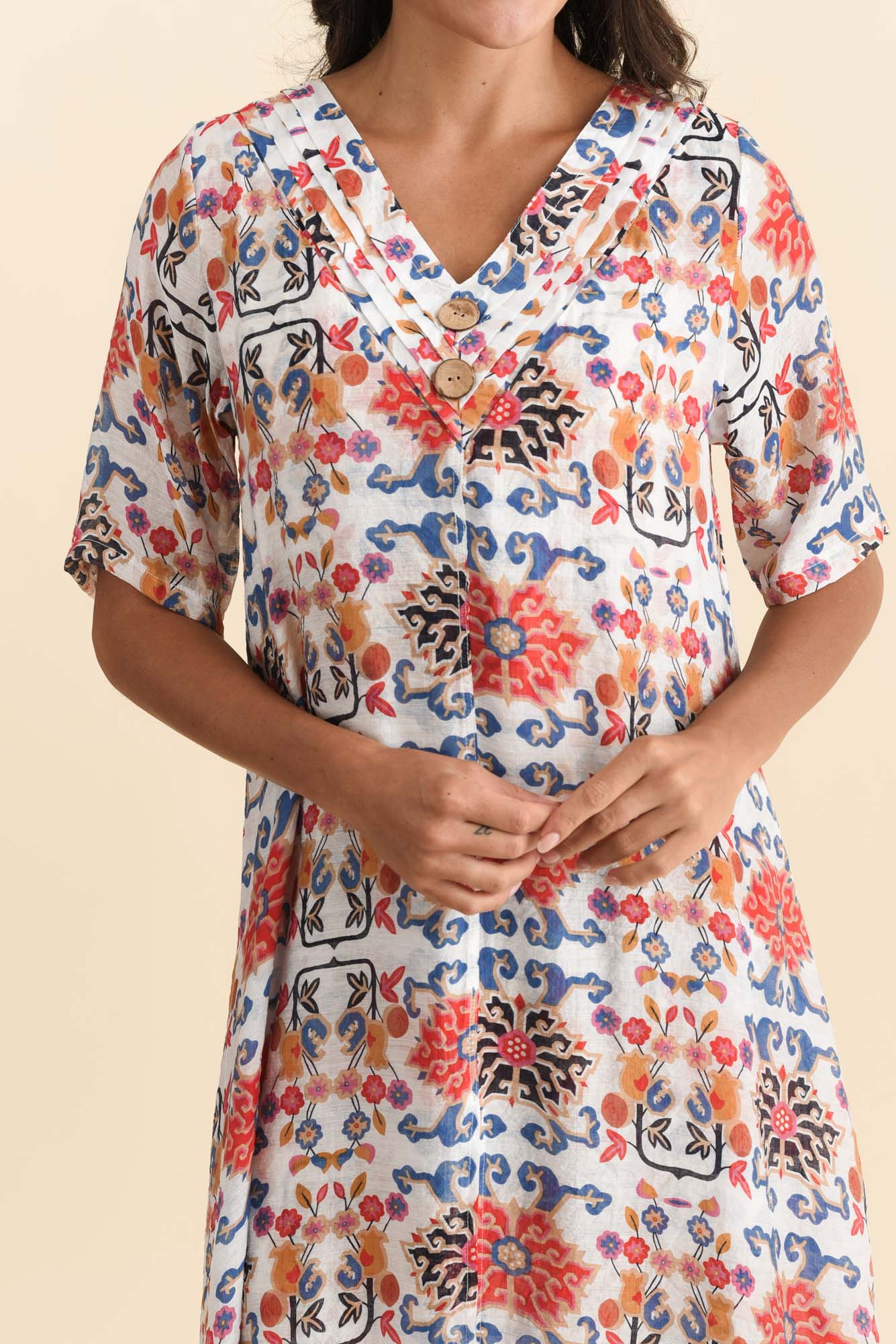 Nala Orange Floral Layers Dress