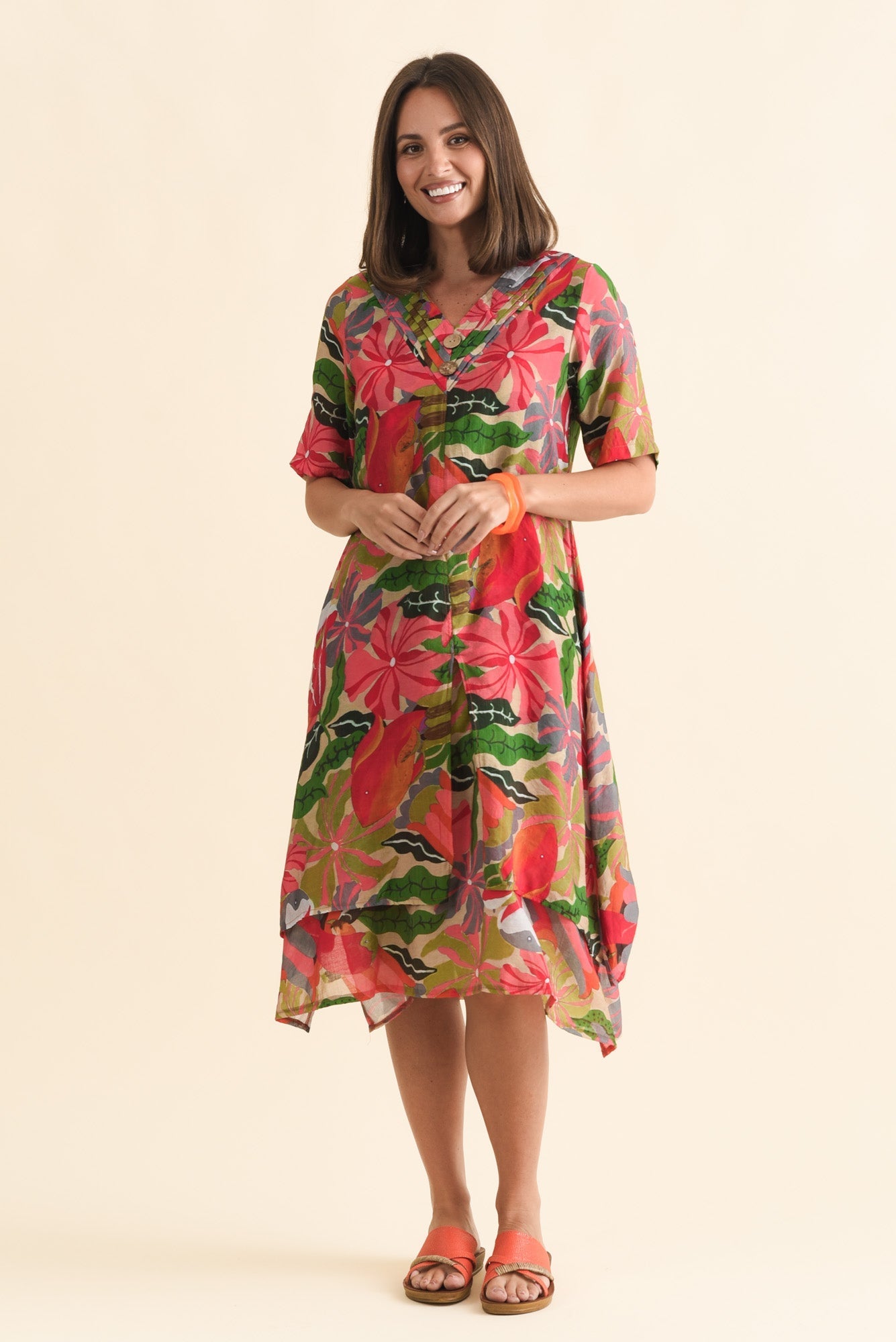 Nala Pink Hibiscus Layers Dress