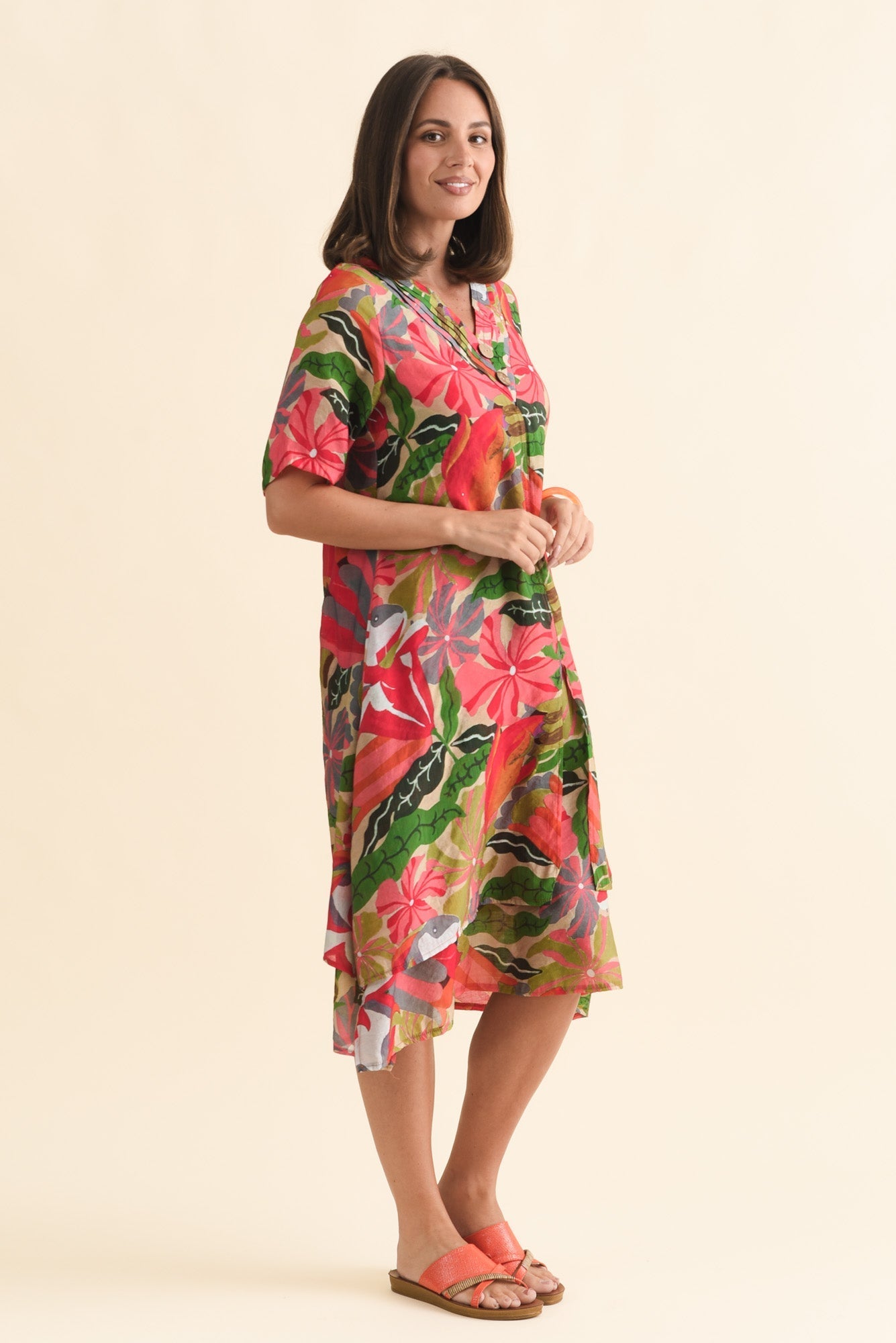 Nala Pink Hibiscus Layers Dress