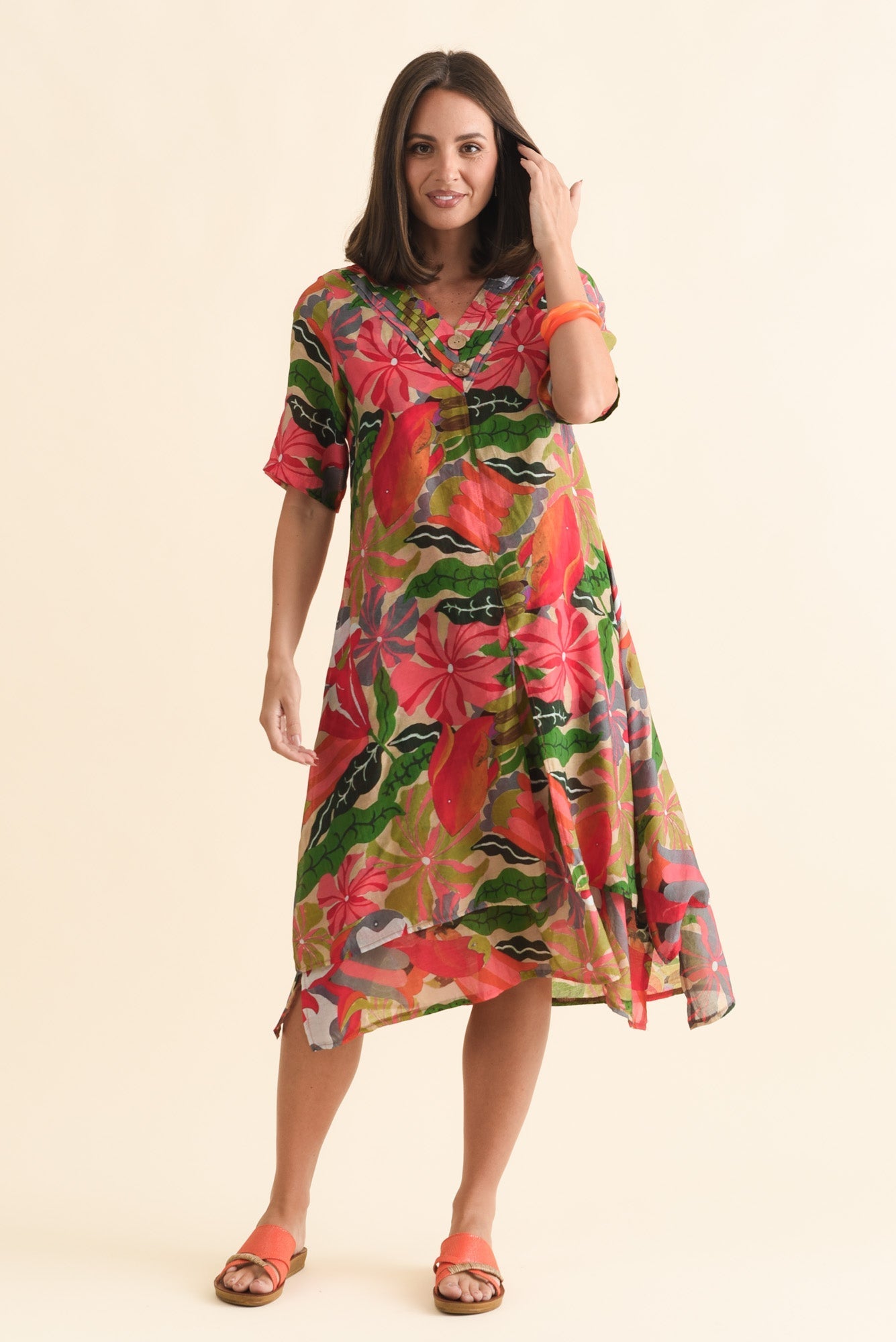 Nala Pink Hibiscus Layers Dress